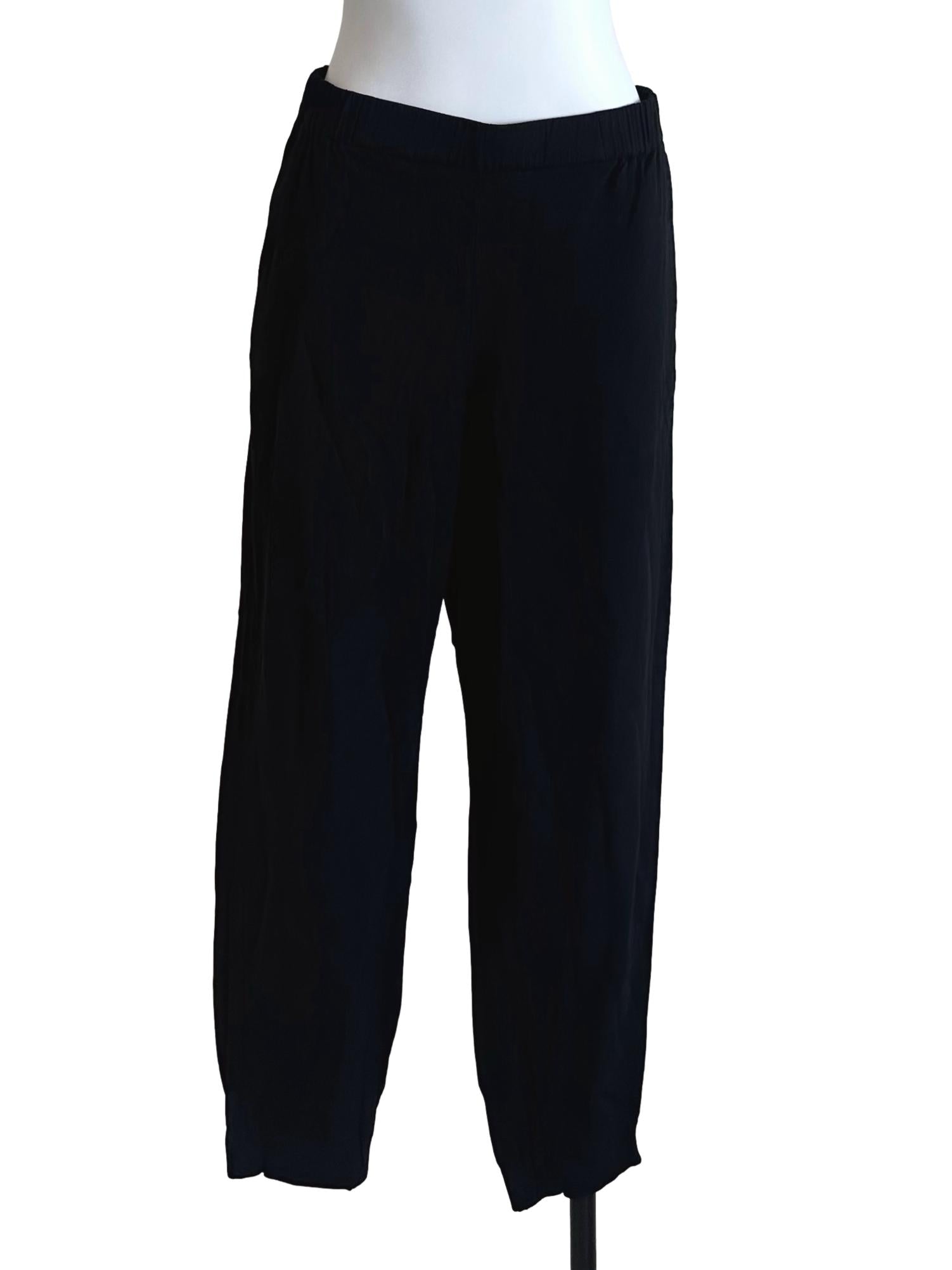 Rich Black Elastic Waist Pants