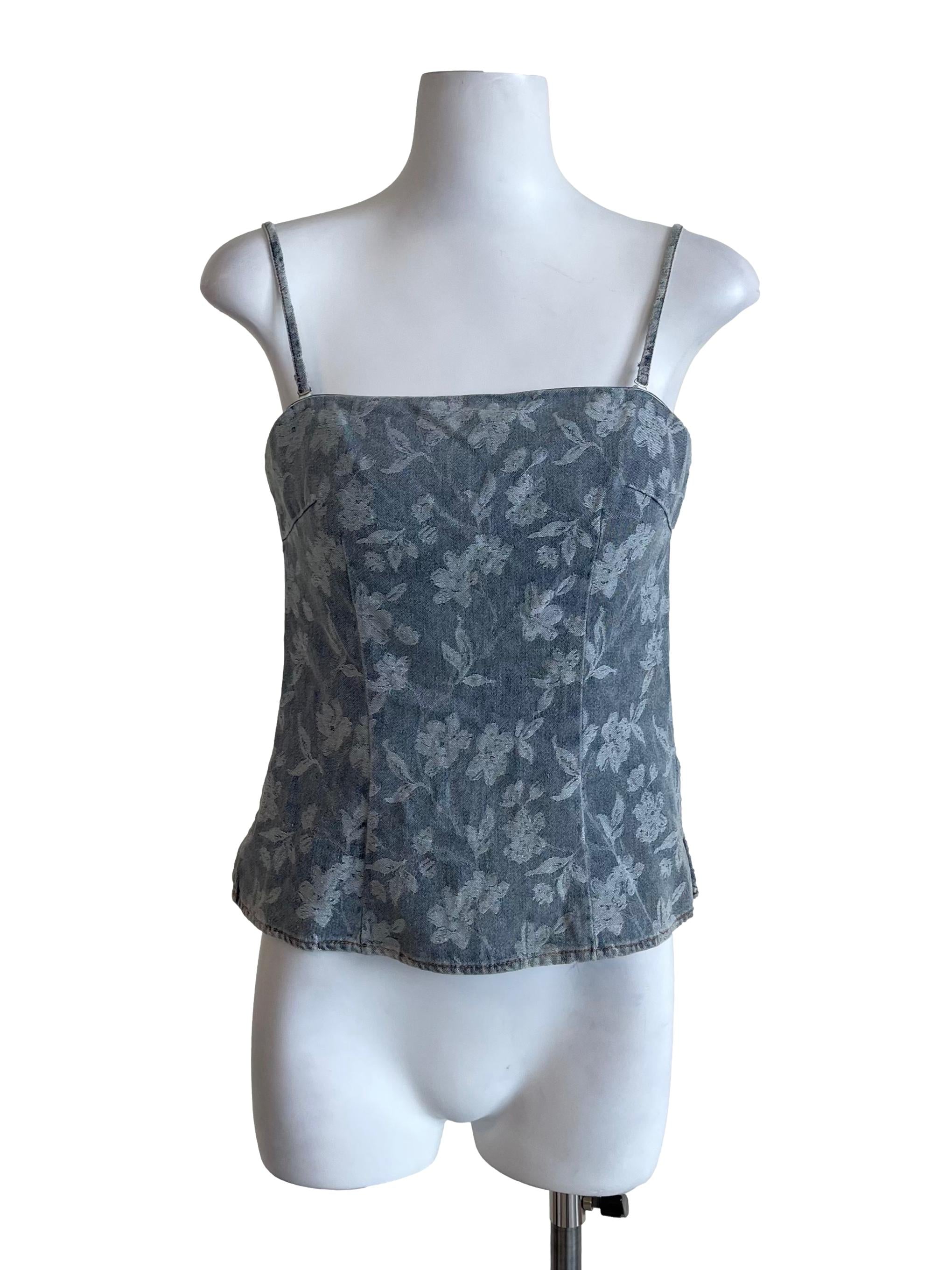 Stone Floral Print Denim Camisole