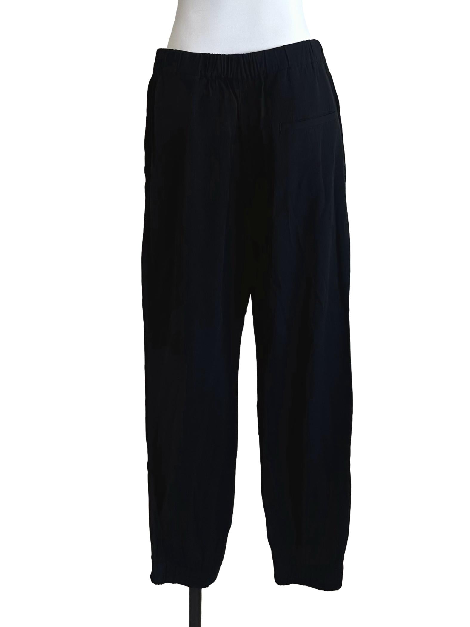 Rich Black Elastic Waist Pants