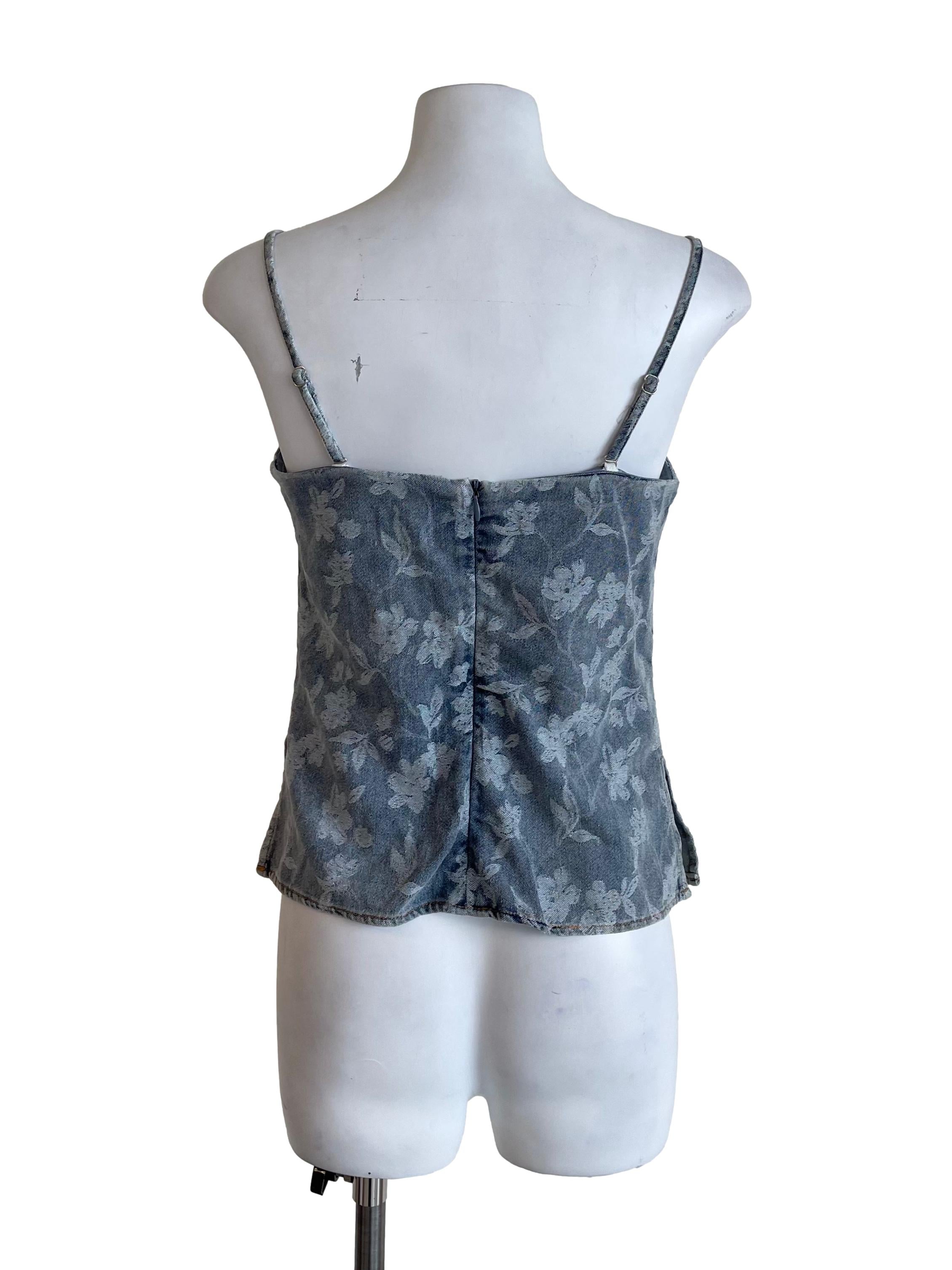 Stone Floral Print Denim Camisole