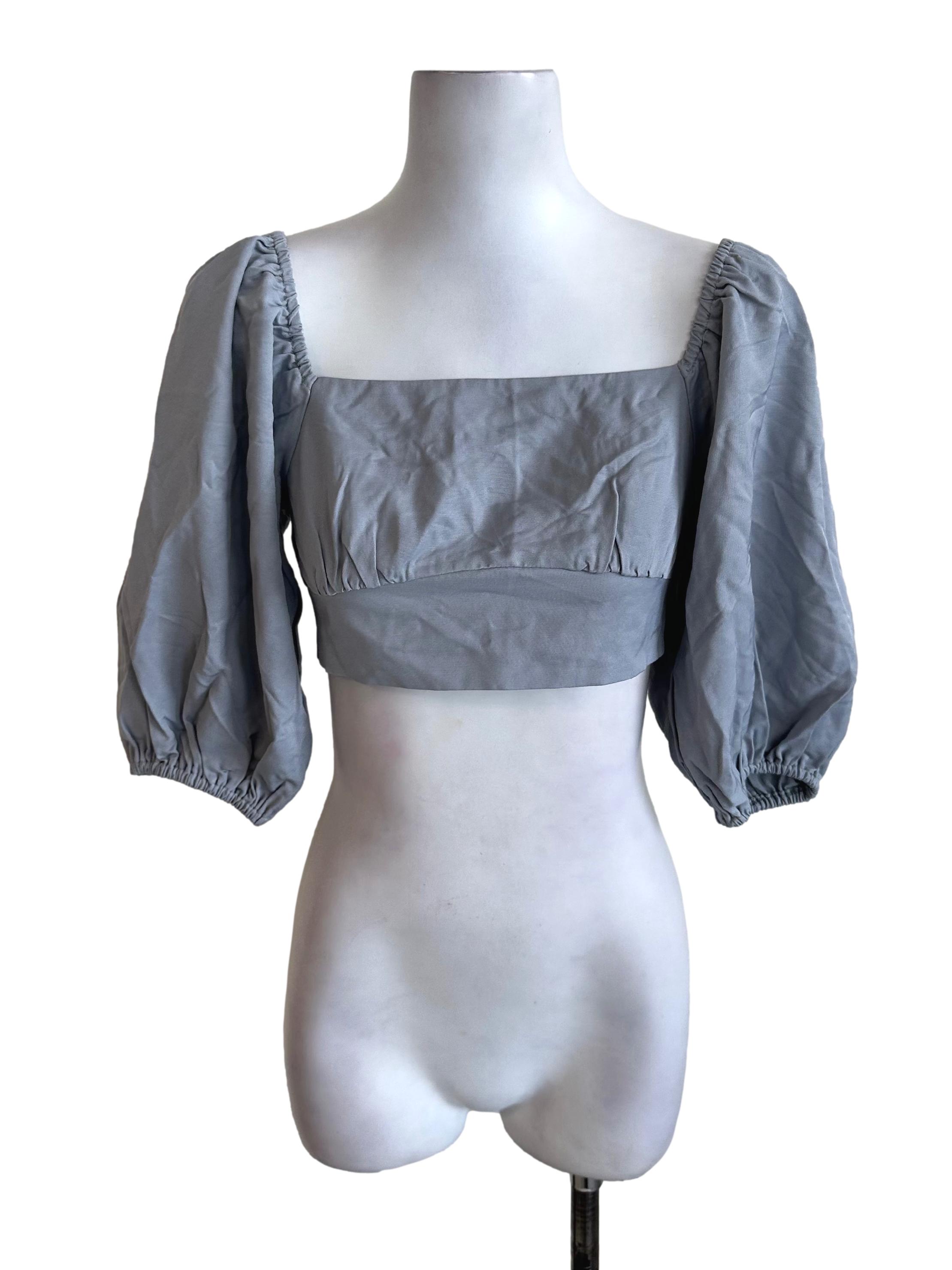 Slate Grey Square Neck Backless Top