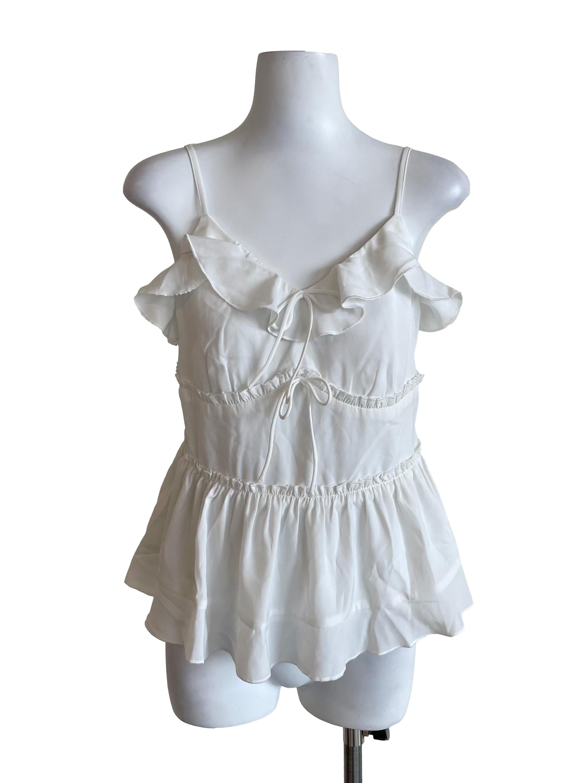 White Ruffles Tiered Camisole