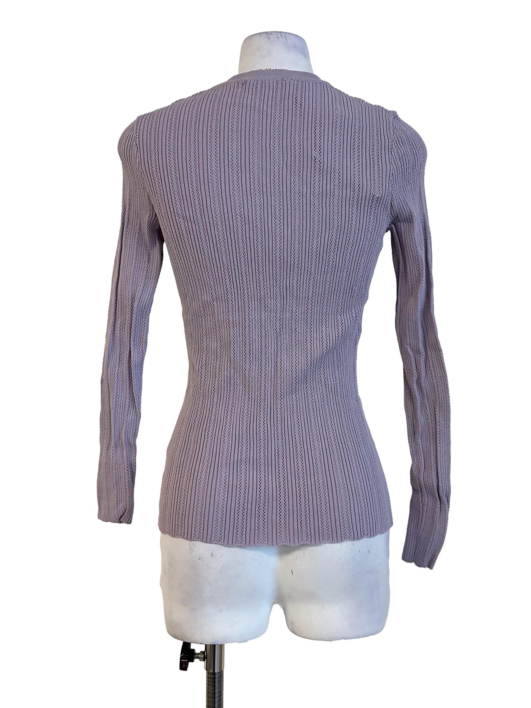 Heather Purple Embroidery Long Sleeves Top