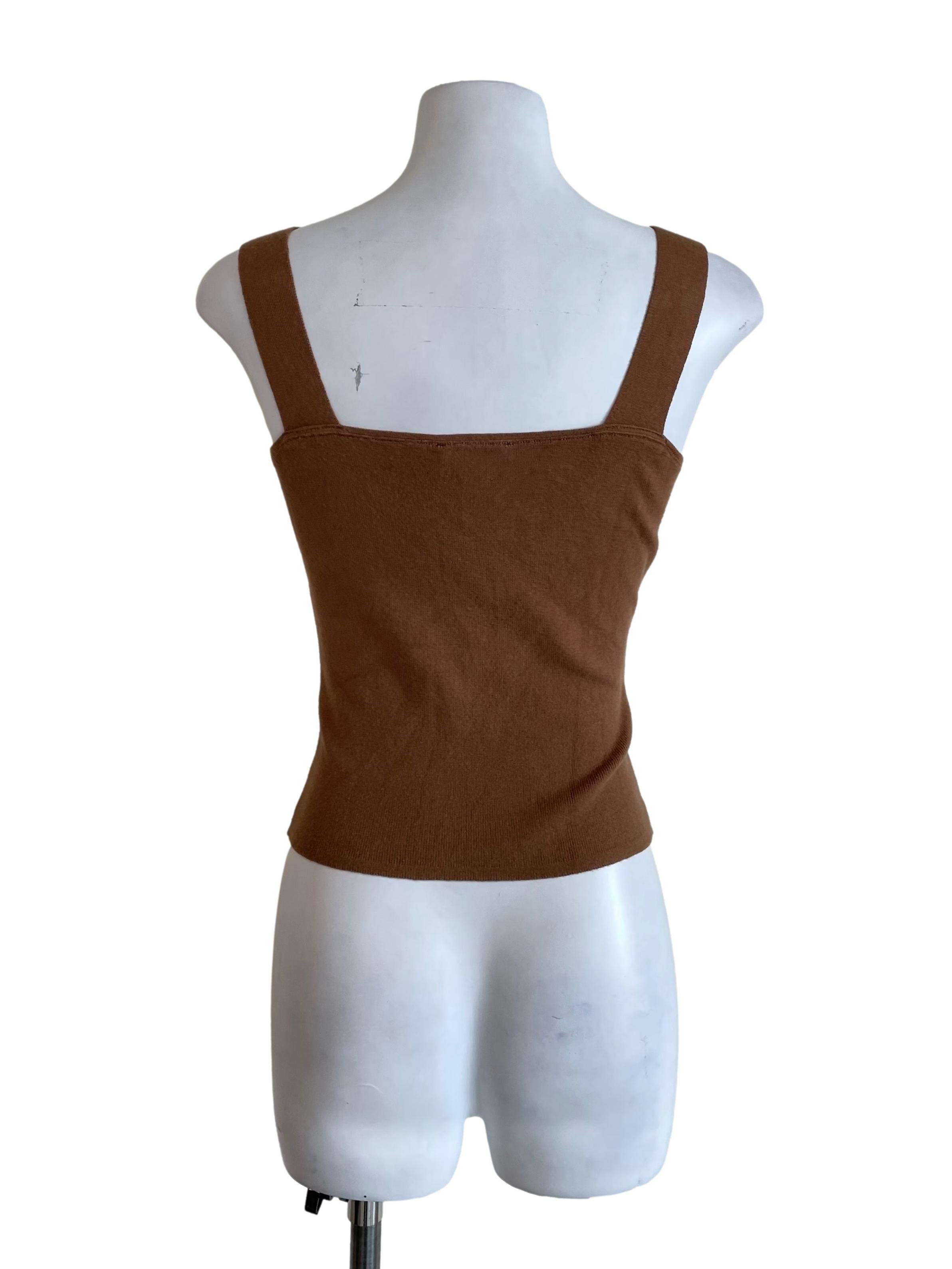 Peanut Brown Thick Straps Knit Top