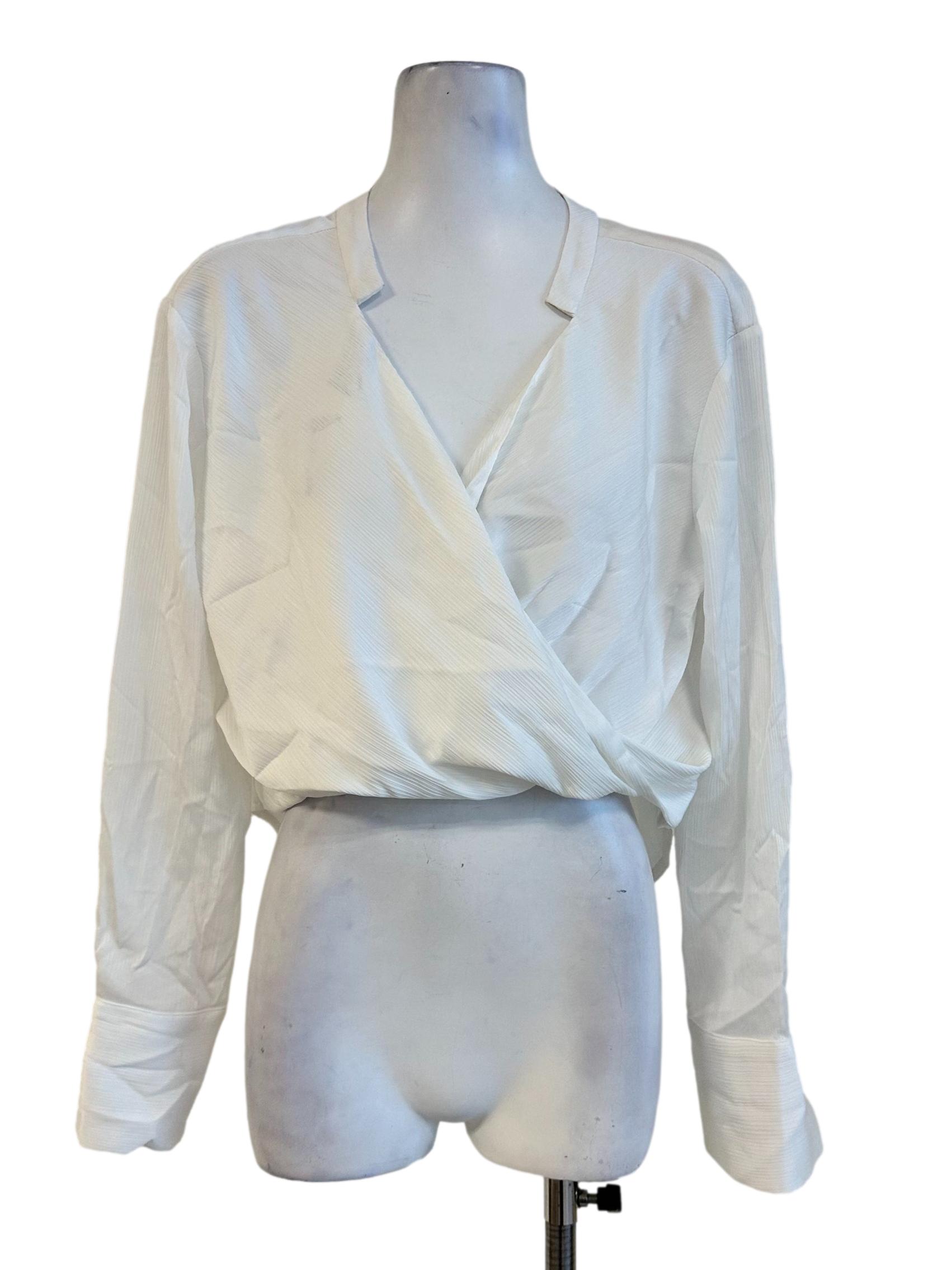 Porcelain White Texture Long Sleevess Top