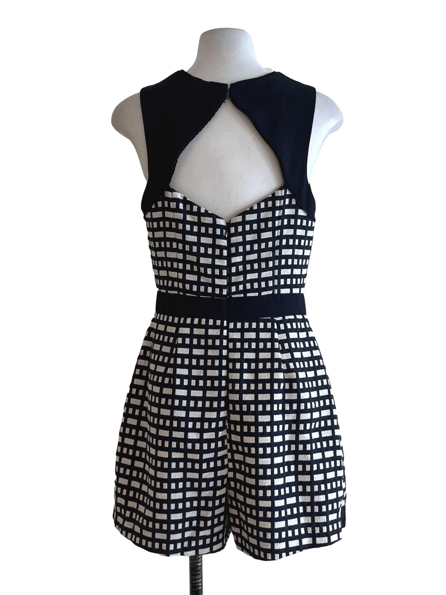 Navy Blue Gingham Romper