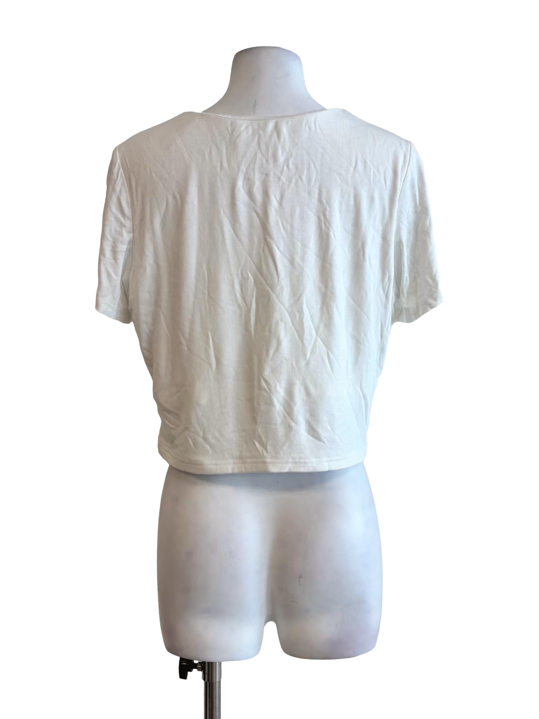 Powder White Front Tie Cotton Top