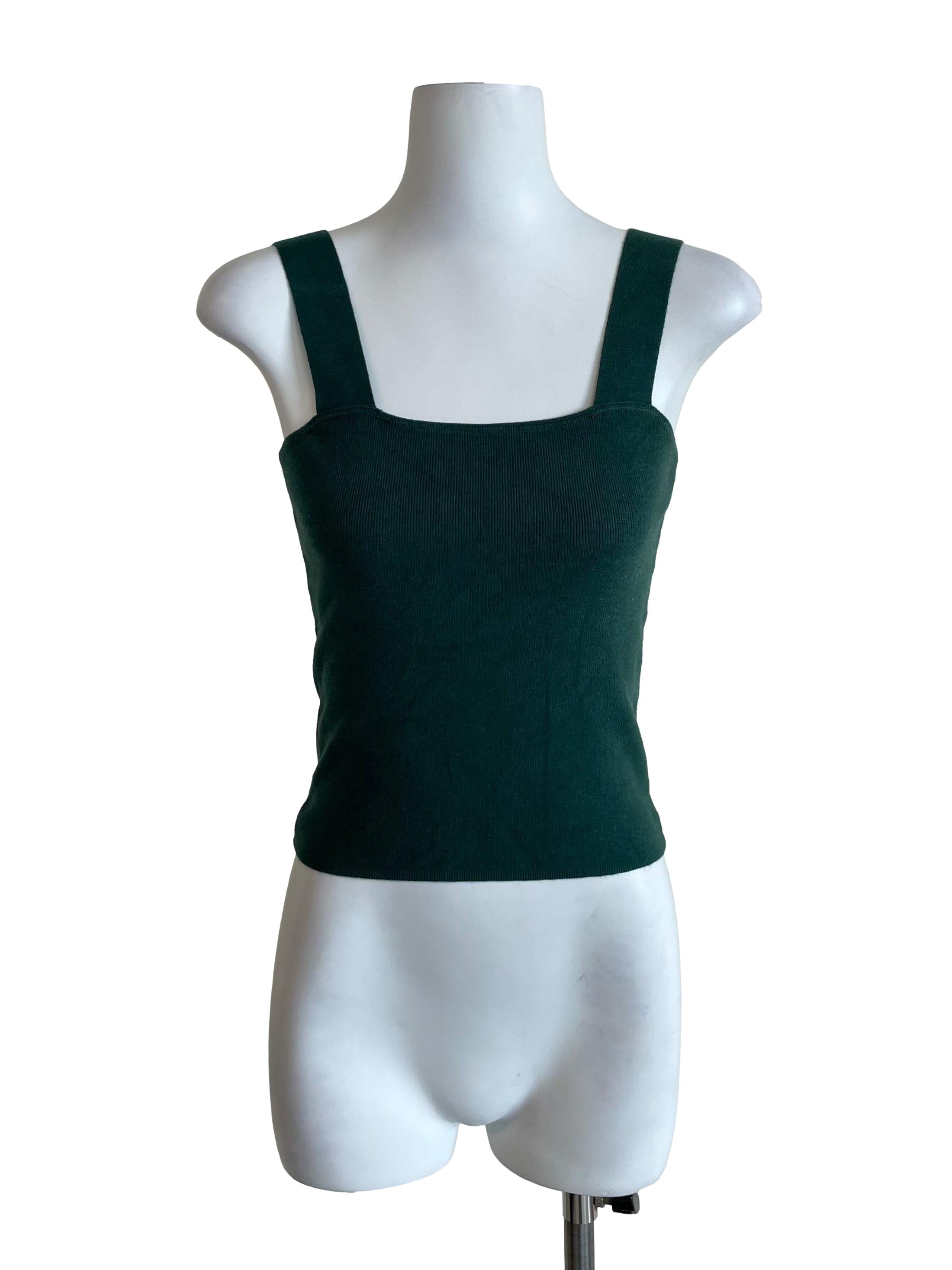 Pine Green Thick Straps Knit Top