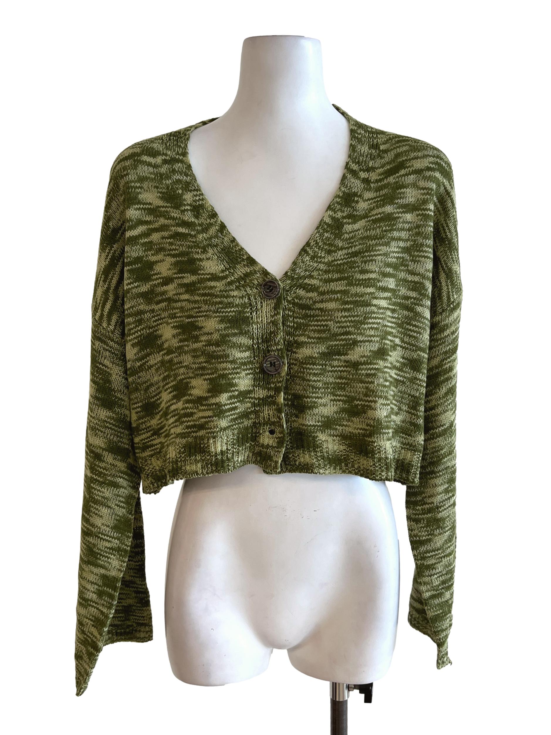 Pickle And Olive Green V-Neck Cardigan
