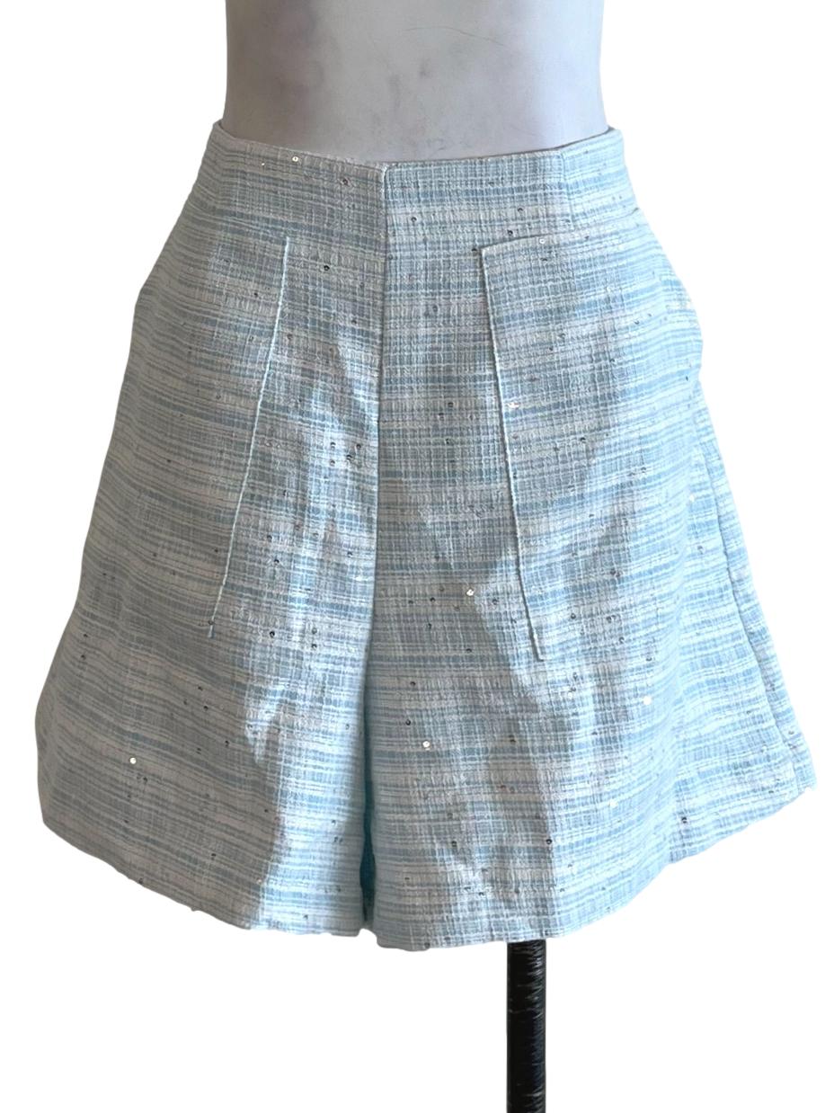 Sky Blue Graph Check Shorts