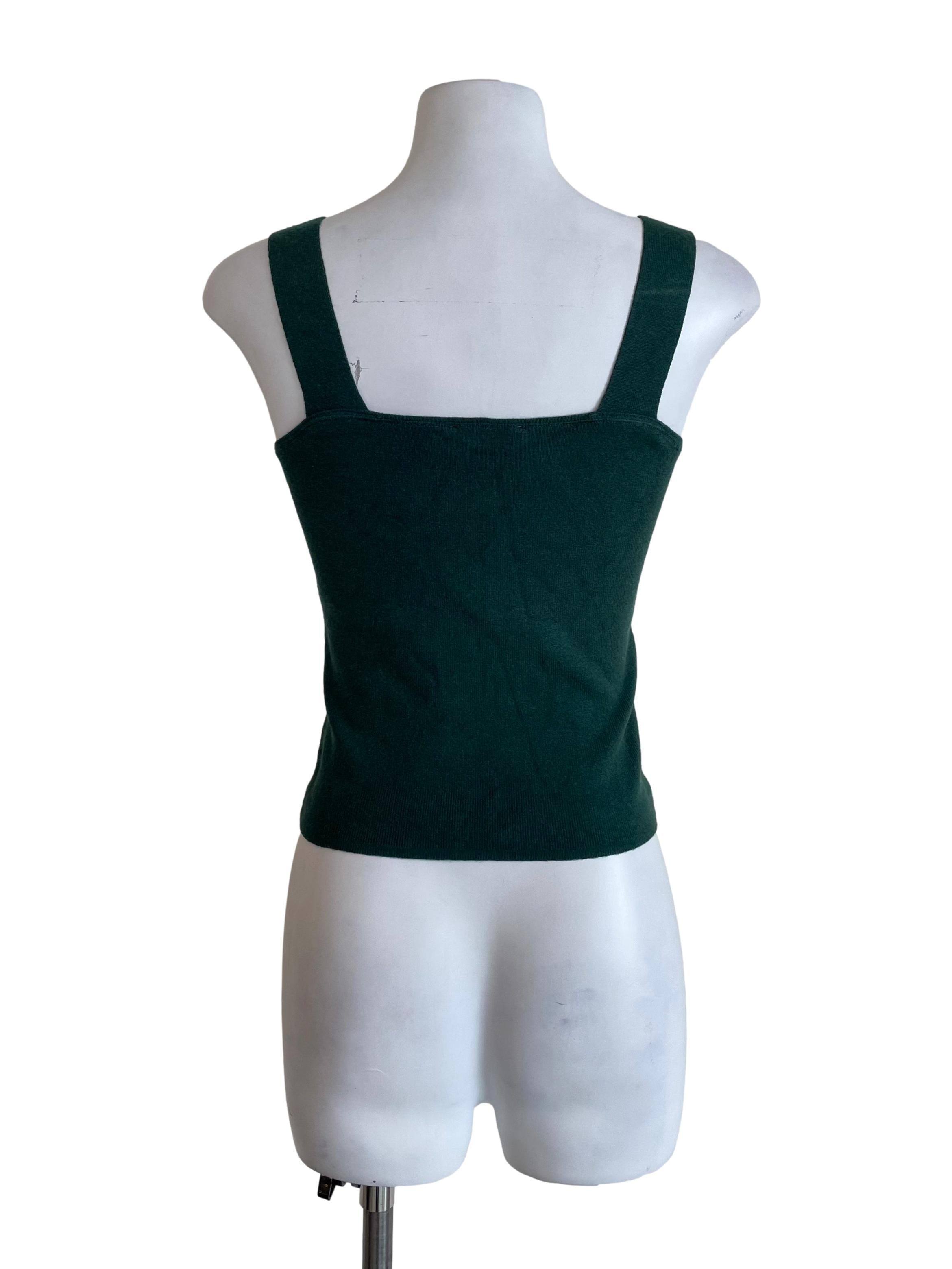 Pine Green Thick Straps Knit Top