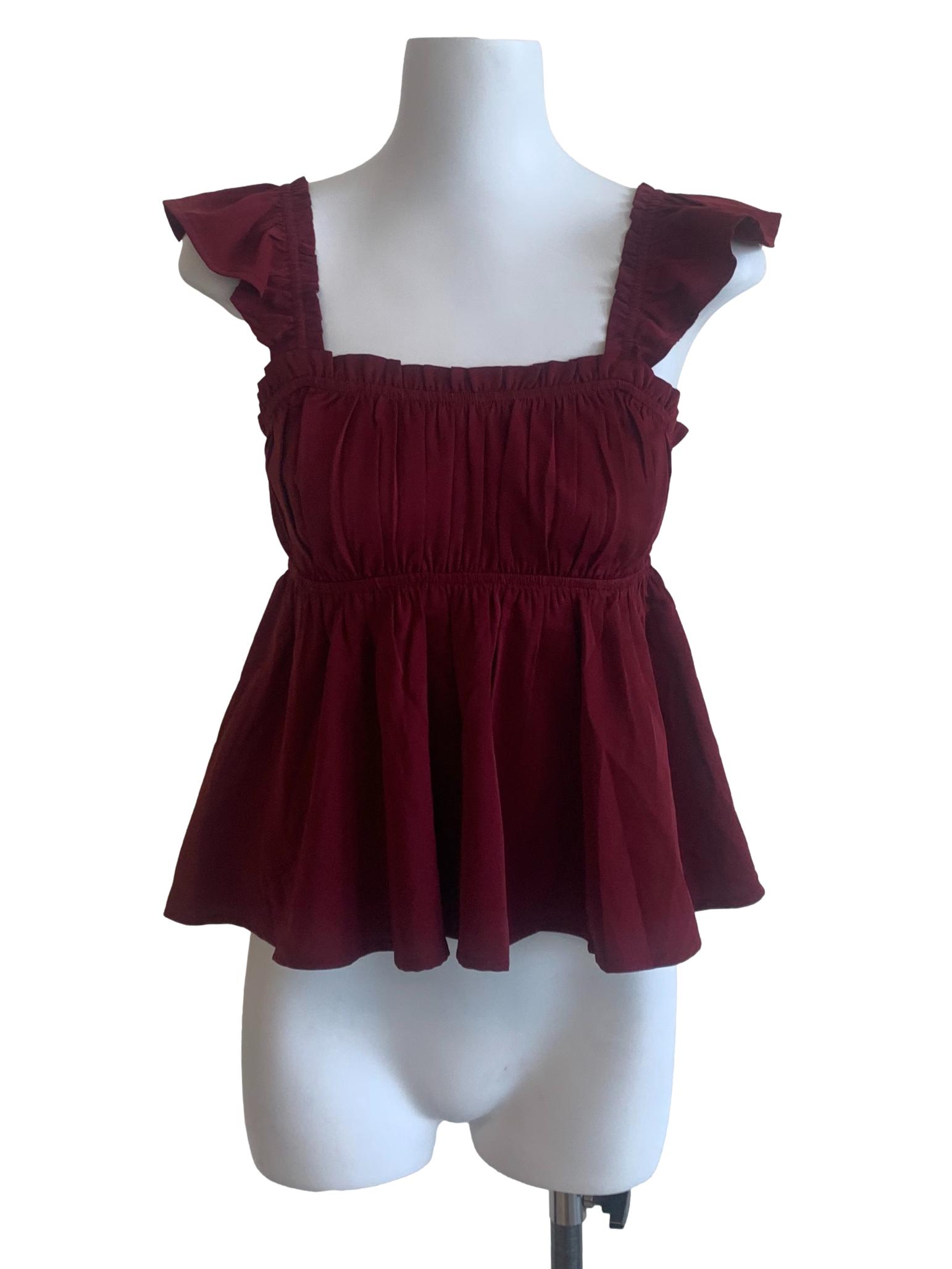 Jam Red Square Neck Top