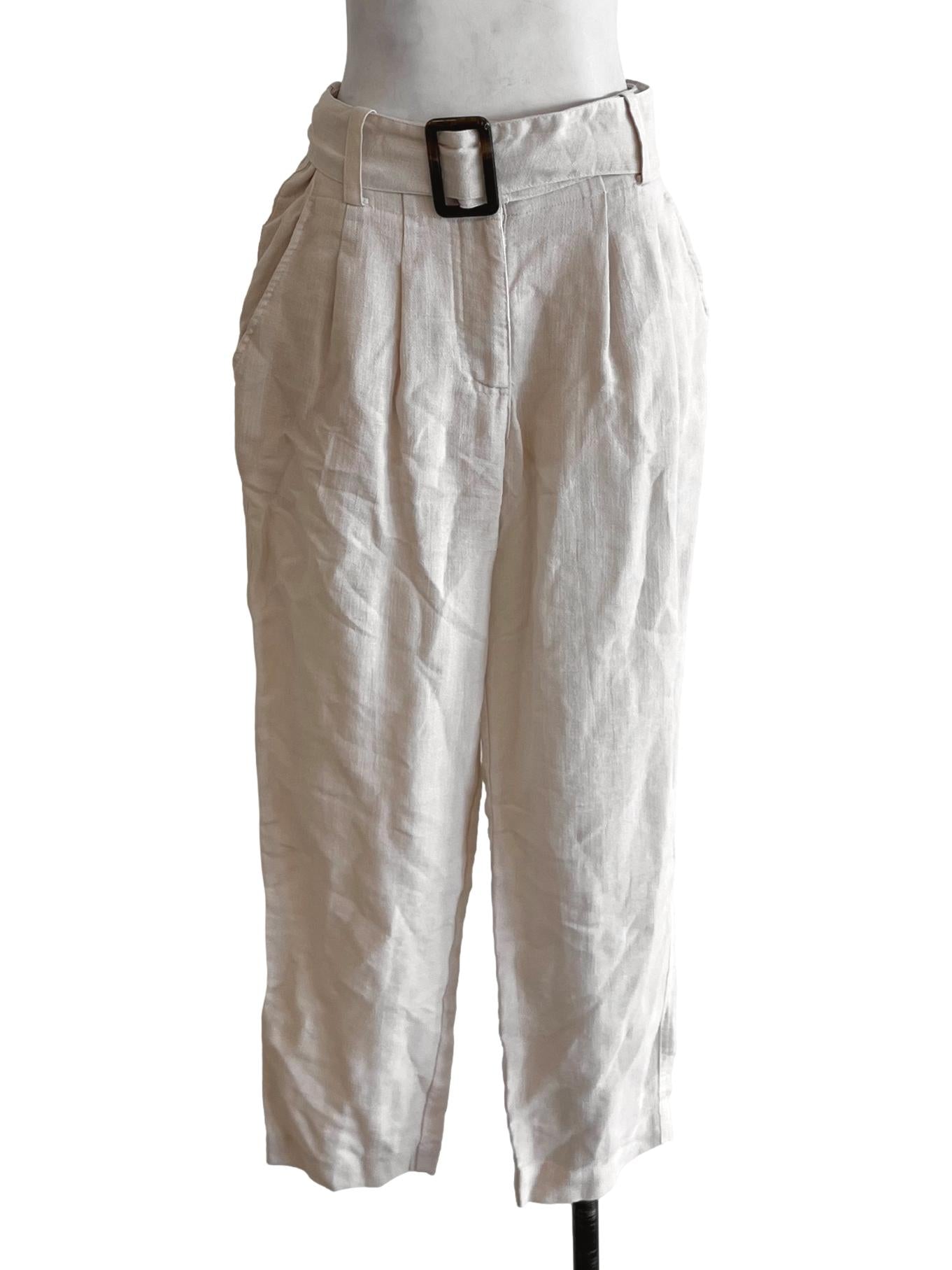 Beige High-Waisted Formal Pants