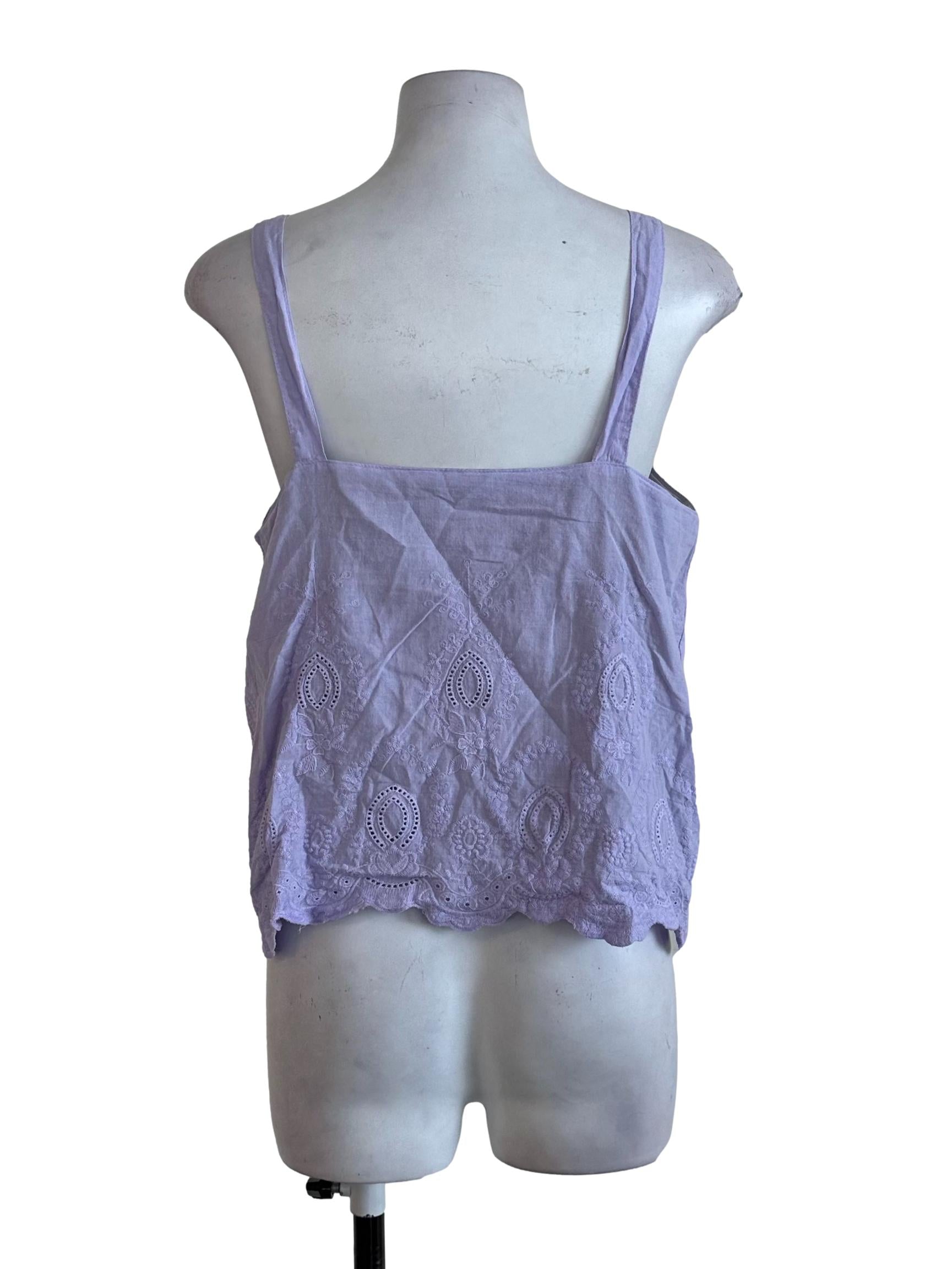 Lilac Purple Textured Button Top