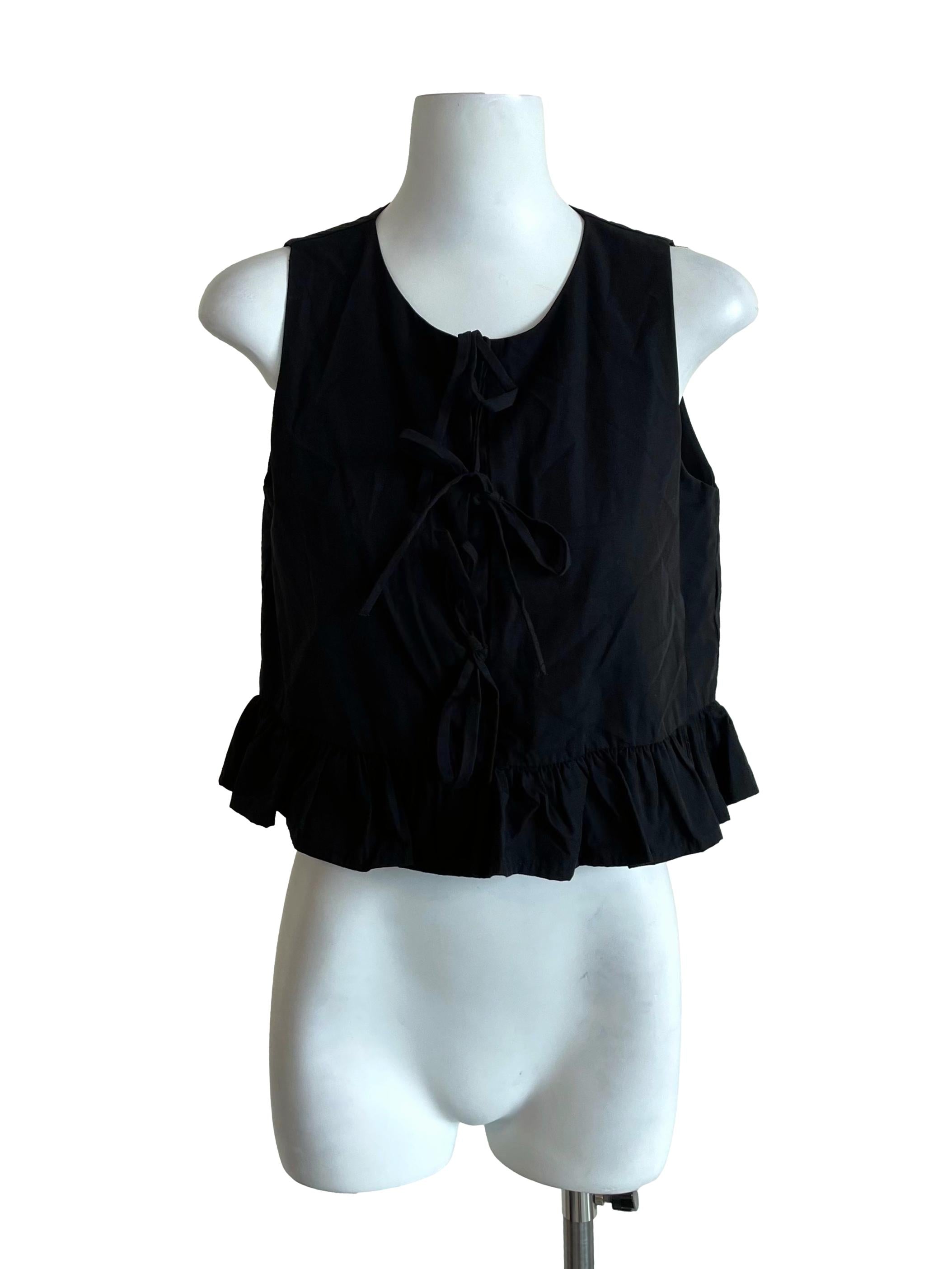 Black Tie Knots A-Line Crop Top