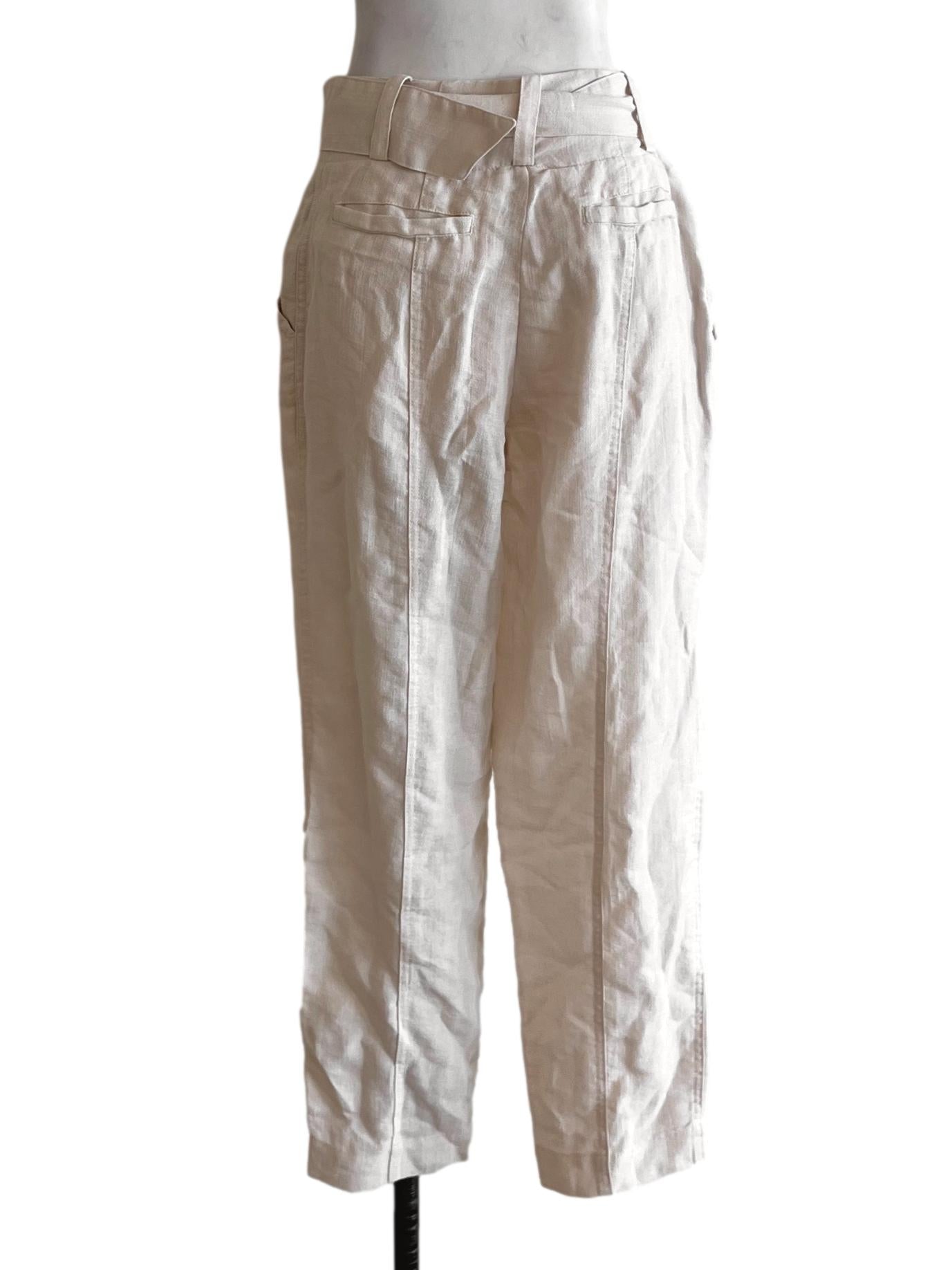 Beige High-Waisted Formal Pants
