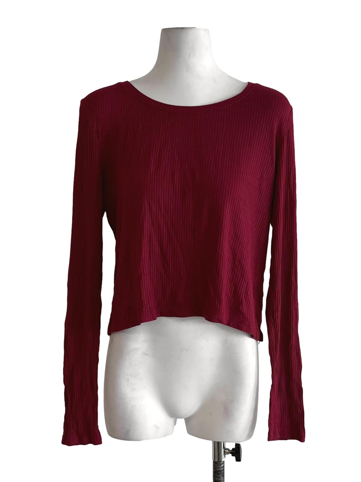 Wine Red Jewel Neckline Blouse