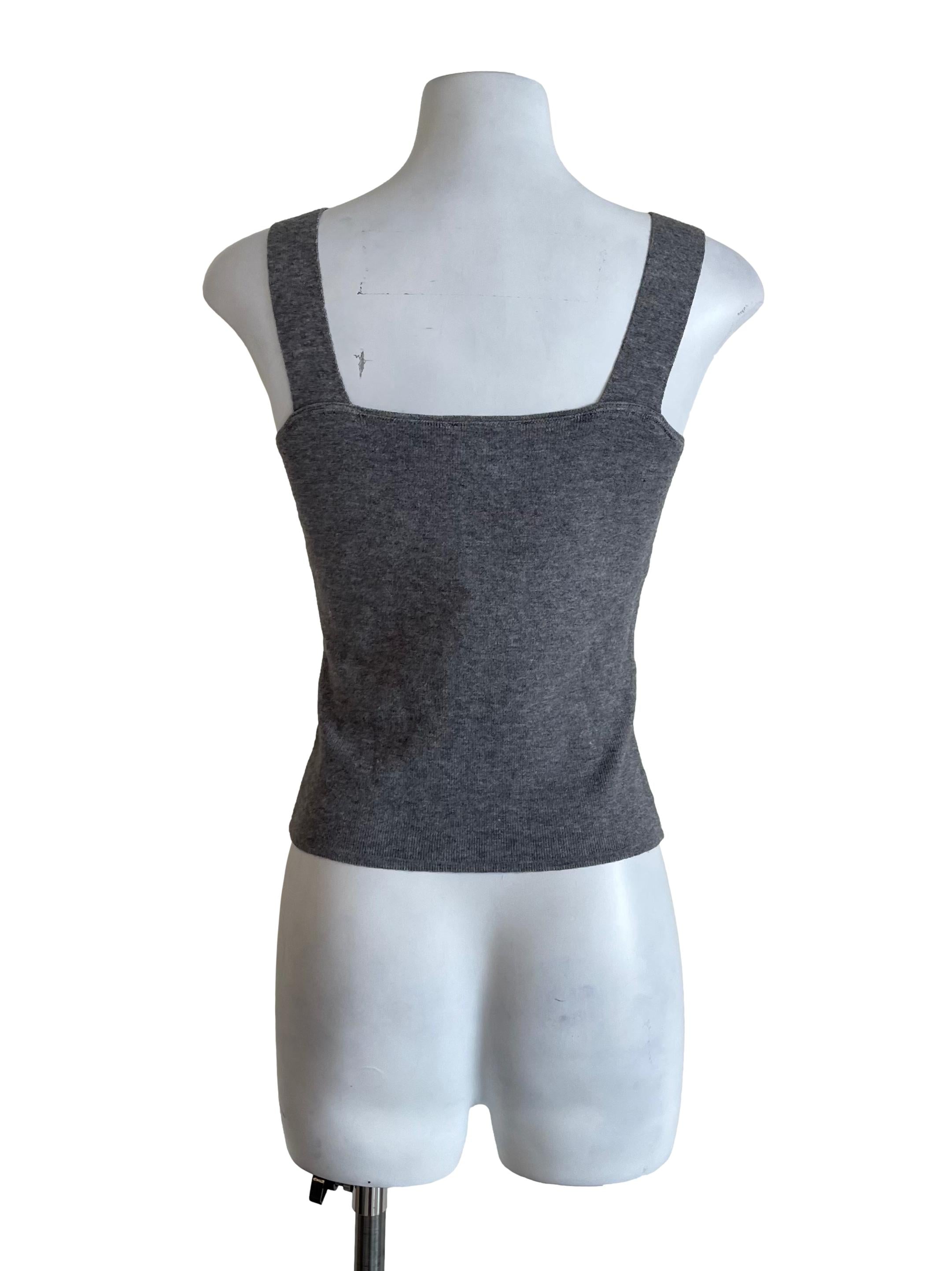 Grey Thick Straps Knit Top