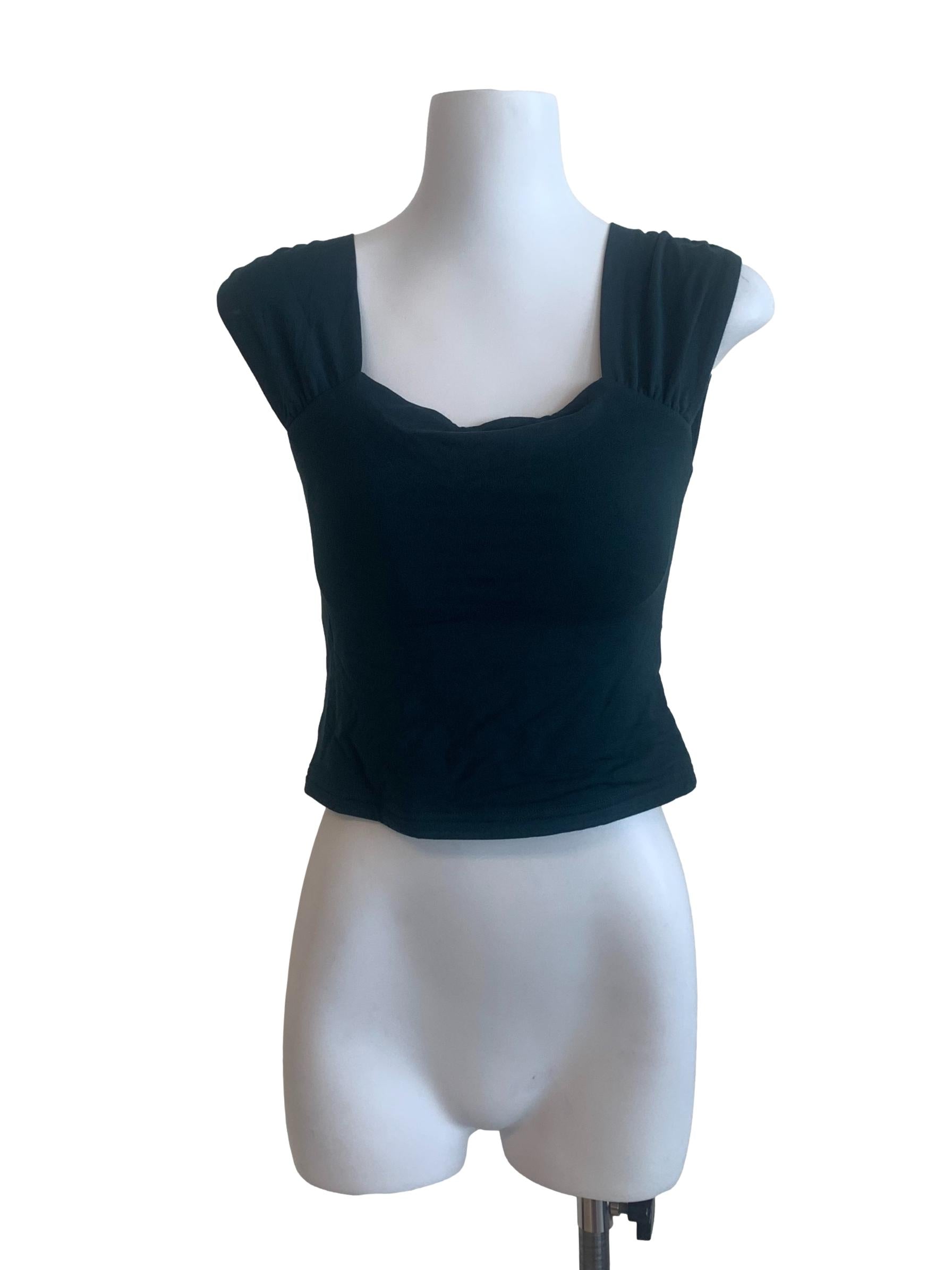 Basil Green Square Neck Top