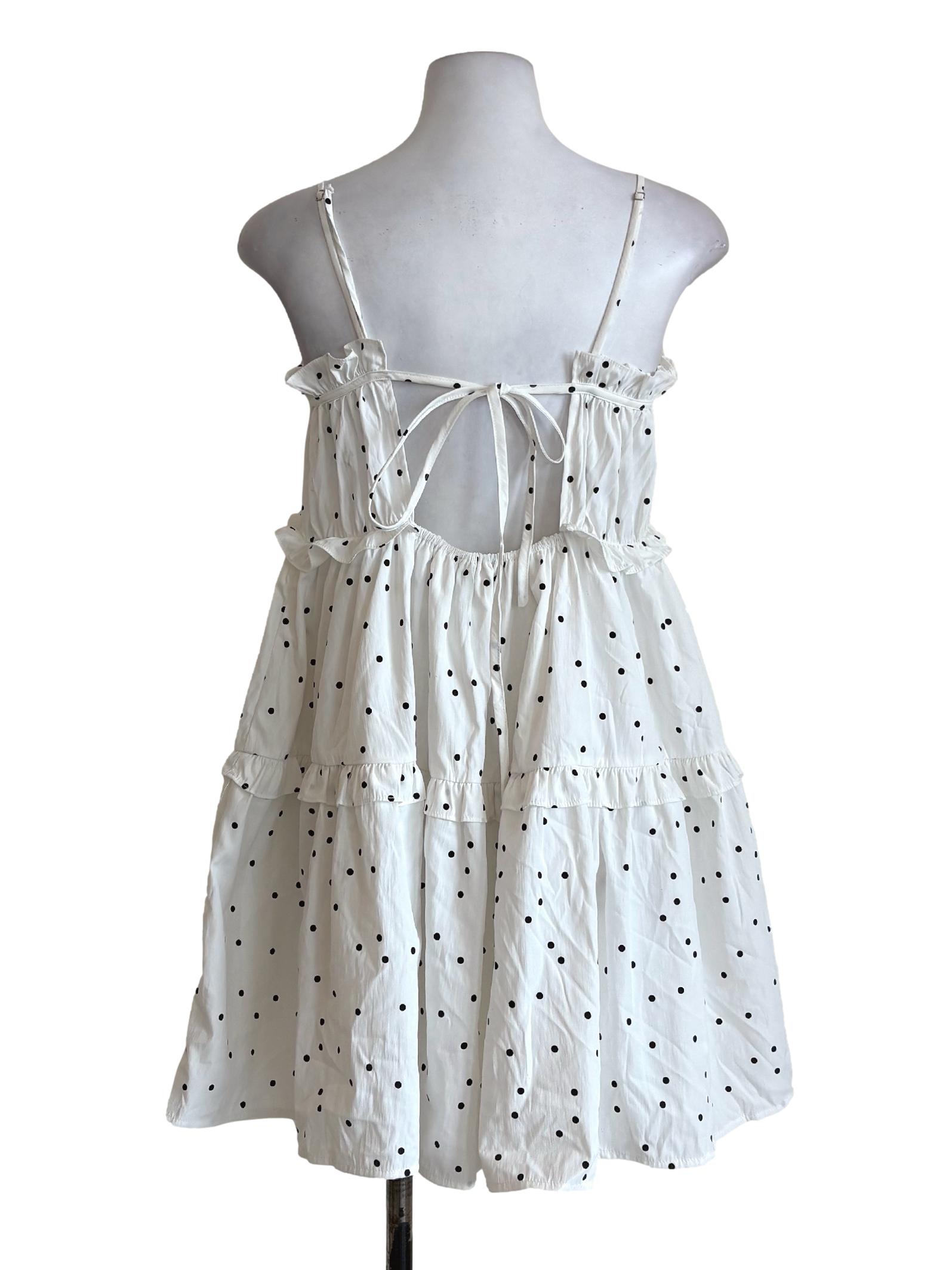 White Dots Ruffle Tiered Dress