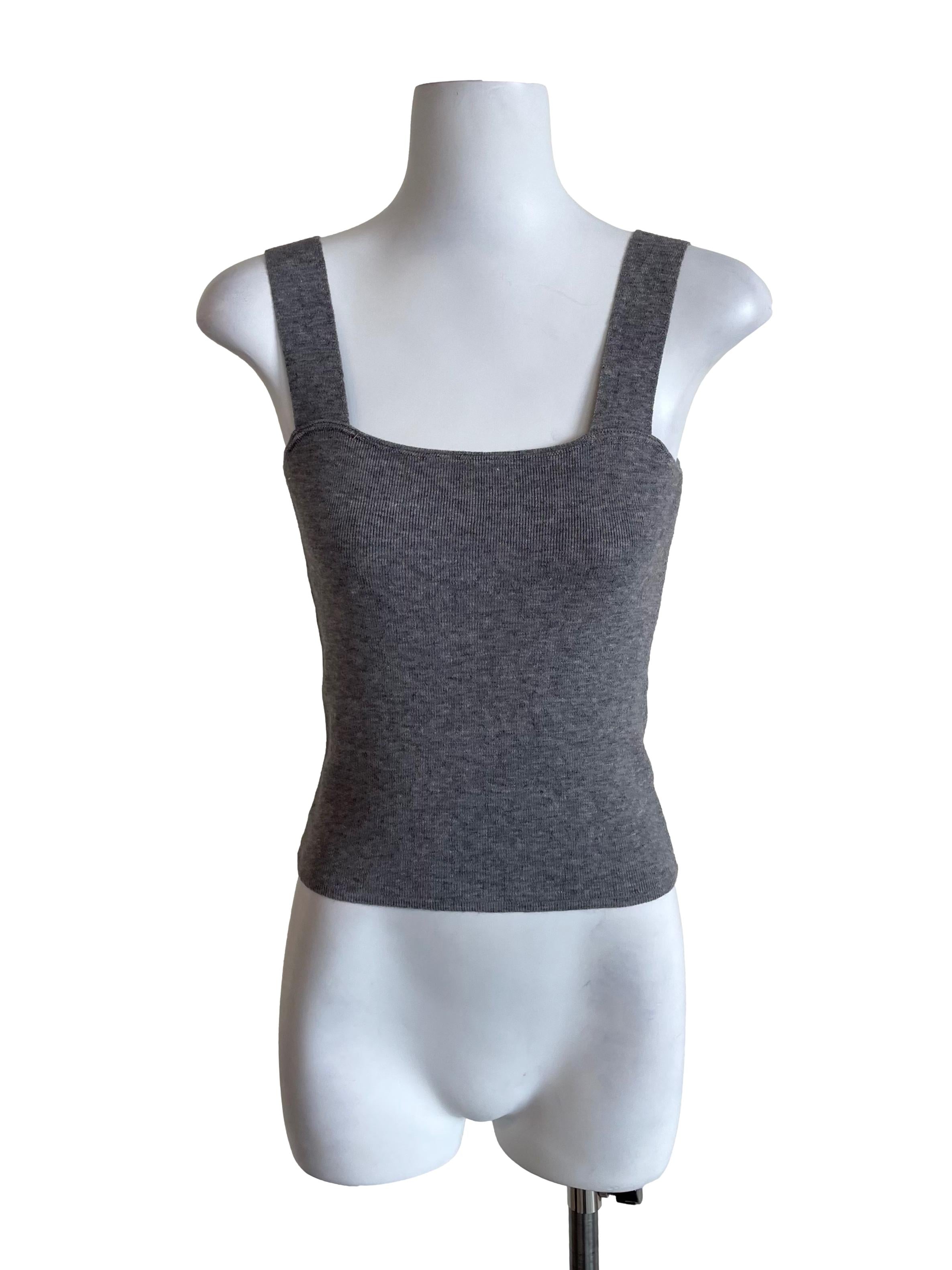 Grey Thick Straps Knit Top