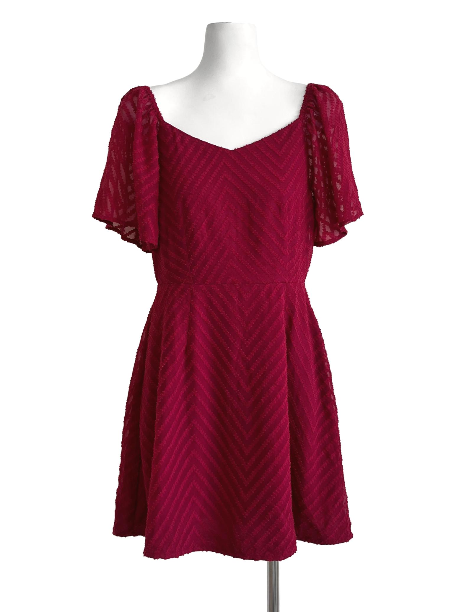 Red Lace Short Sleeve Dress