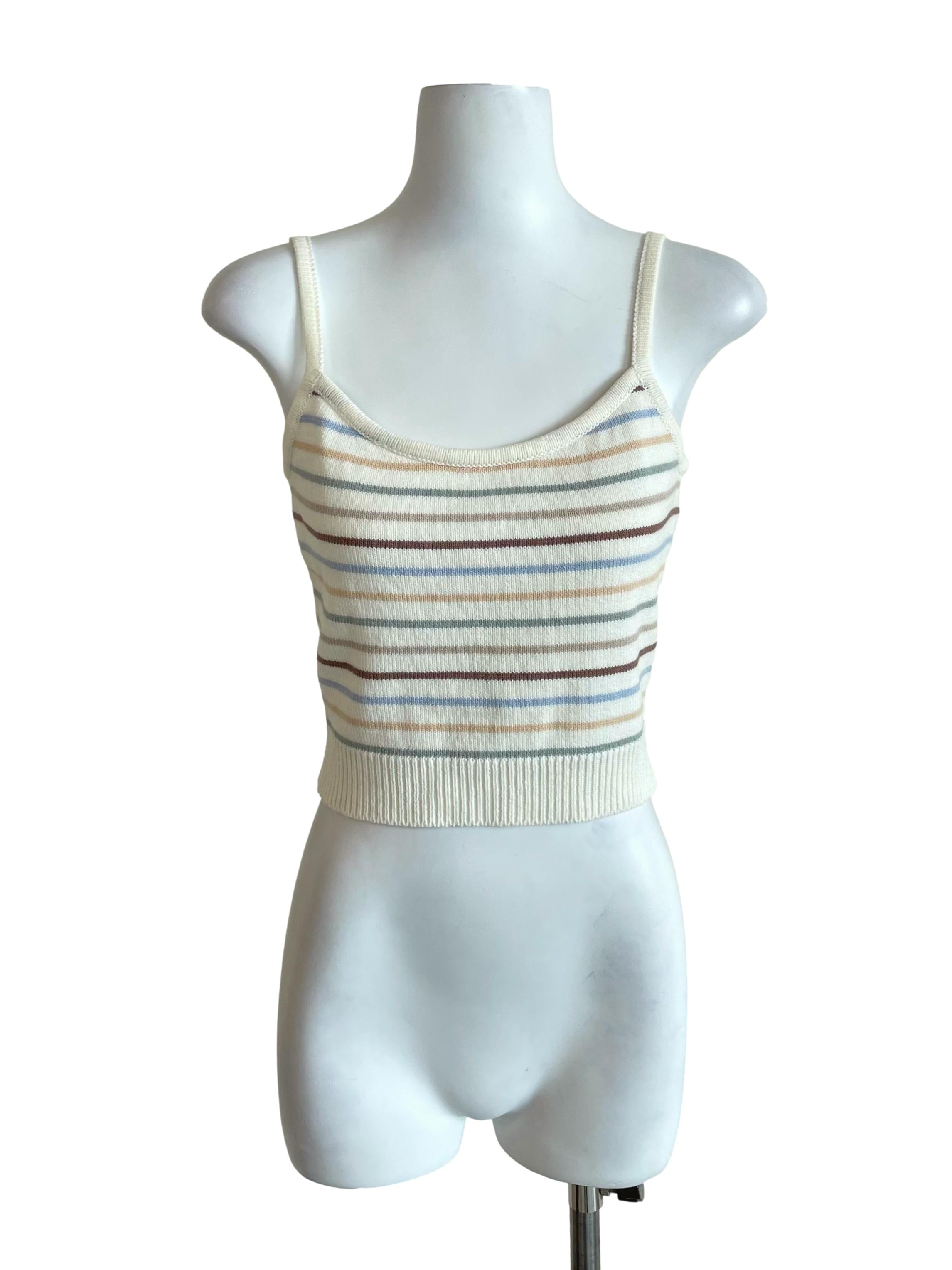 Off White Retro Stripes Knit Camisole