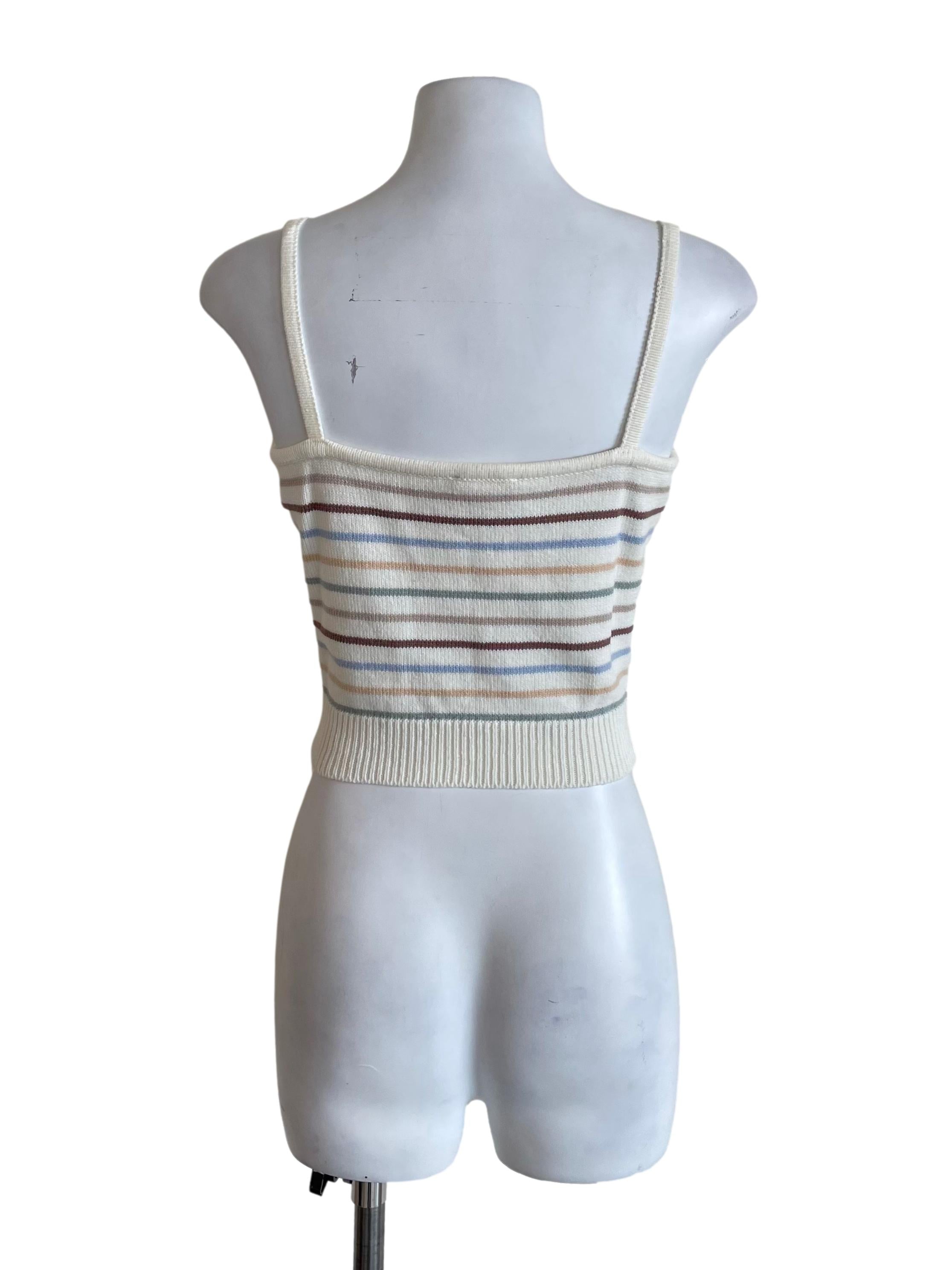 Off White Retro Stripes Knit Camisole