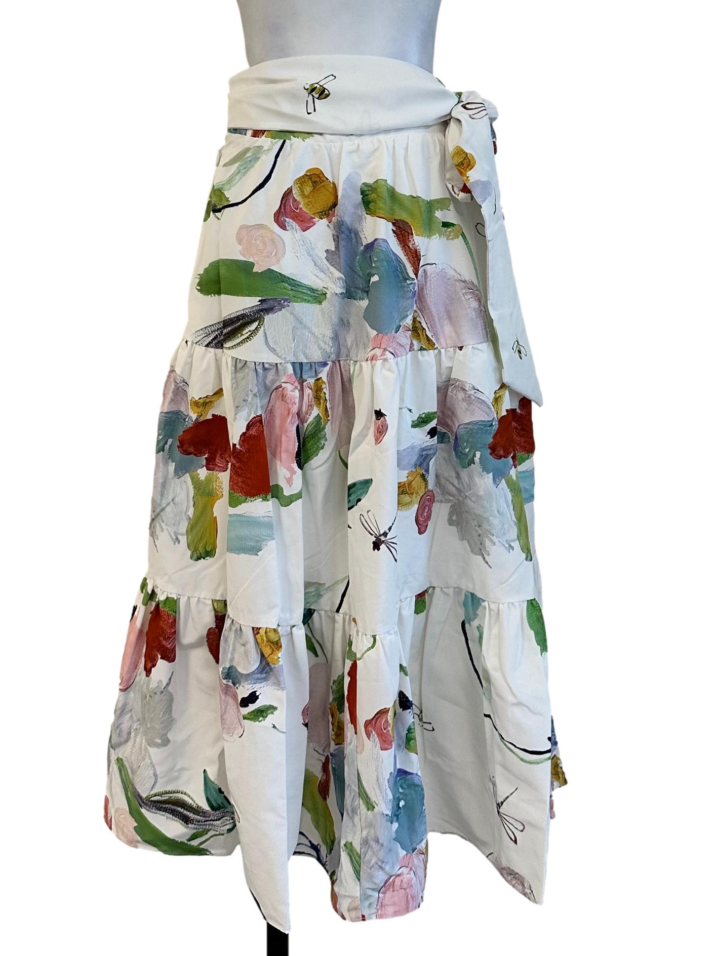 Porcelain White Abstract Pattern Skirt