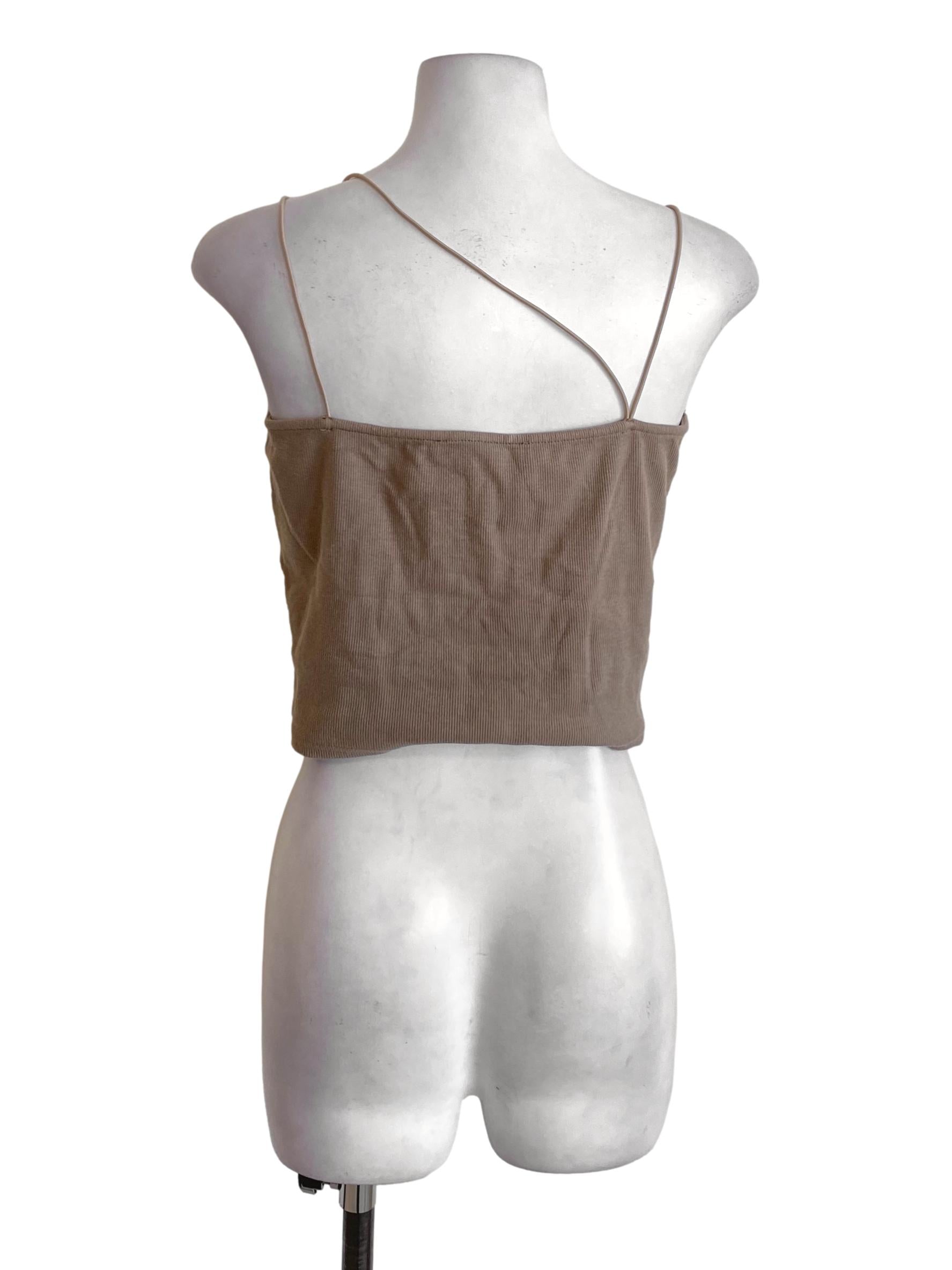 Cedar Brown Spaghetti Strap Stretchy Cropped Top