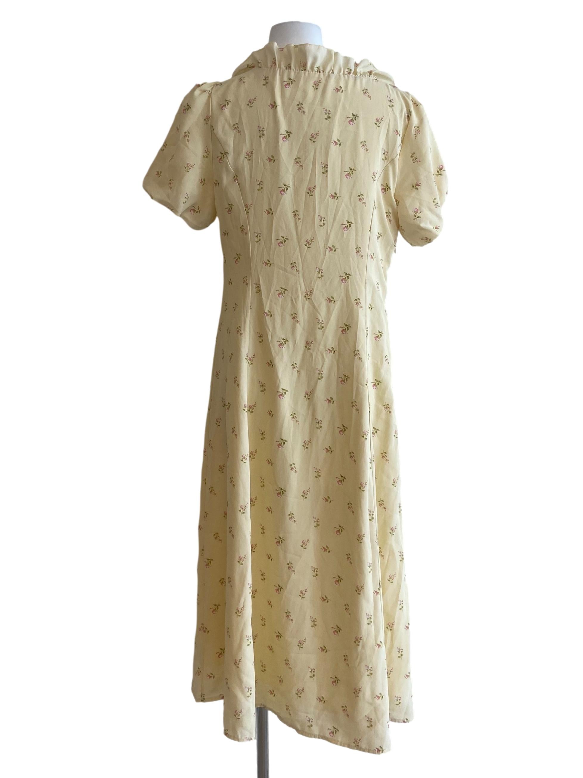 Yellow  Pink Floral Empire Dress