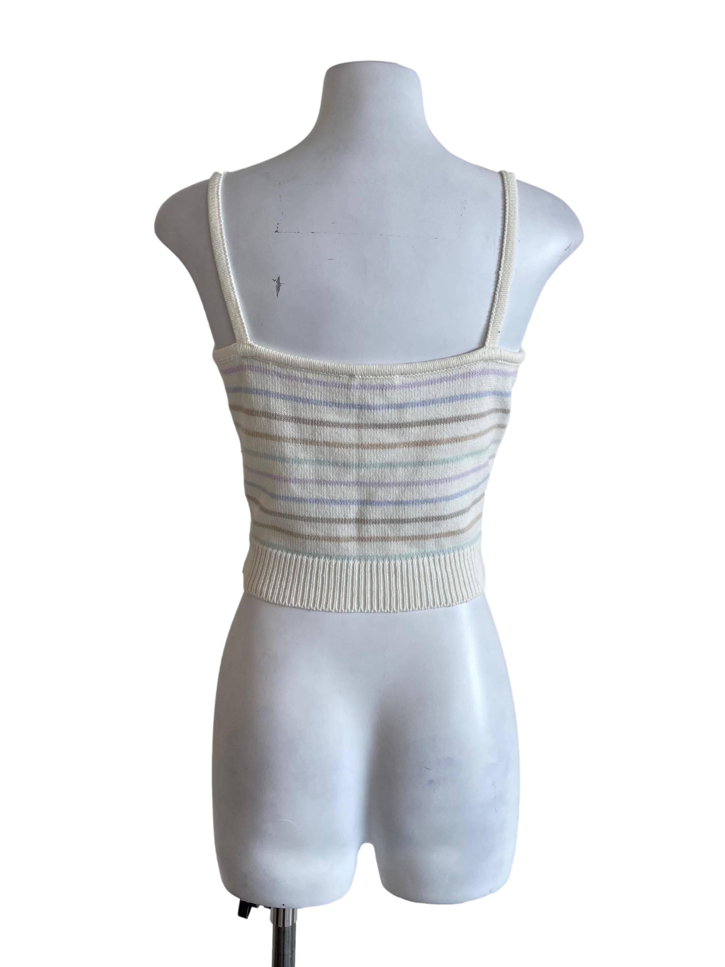 Off White Pastel Stripes Knit Camisole