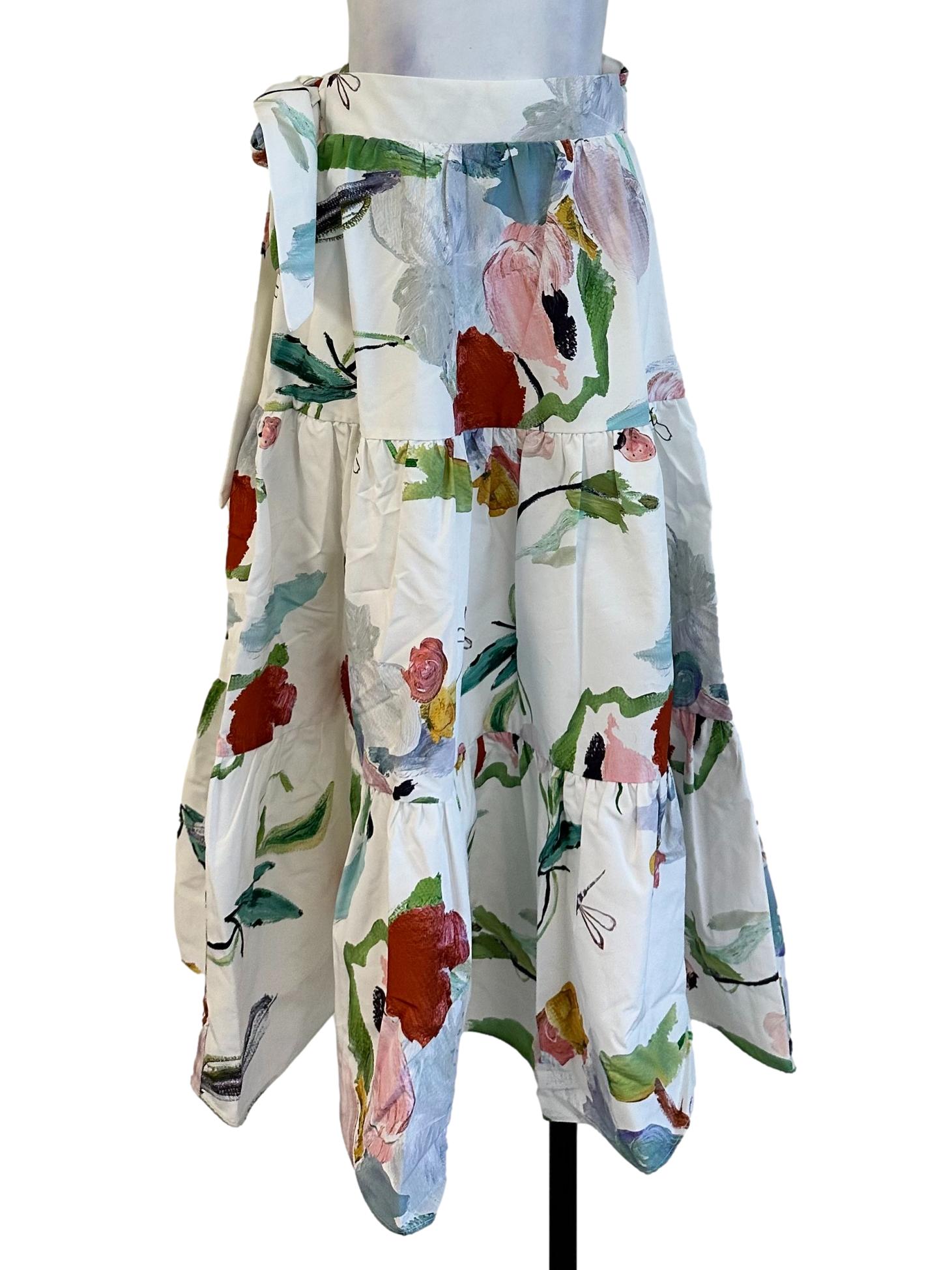 Porcelain White Abstract Pattern Skirt