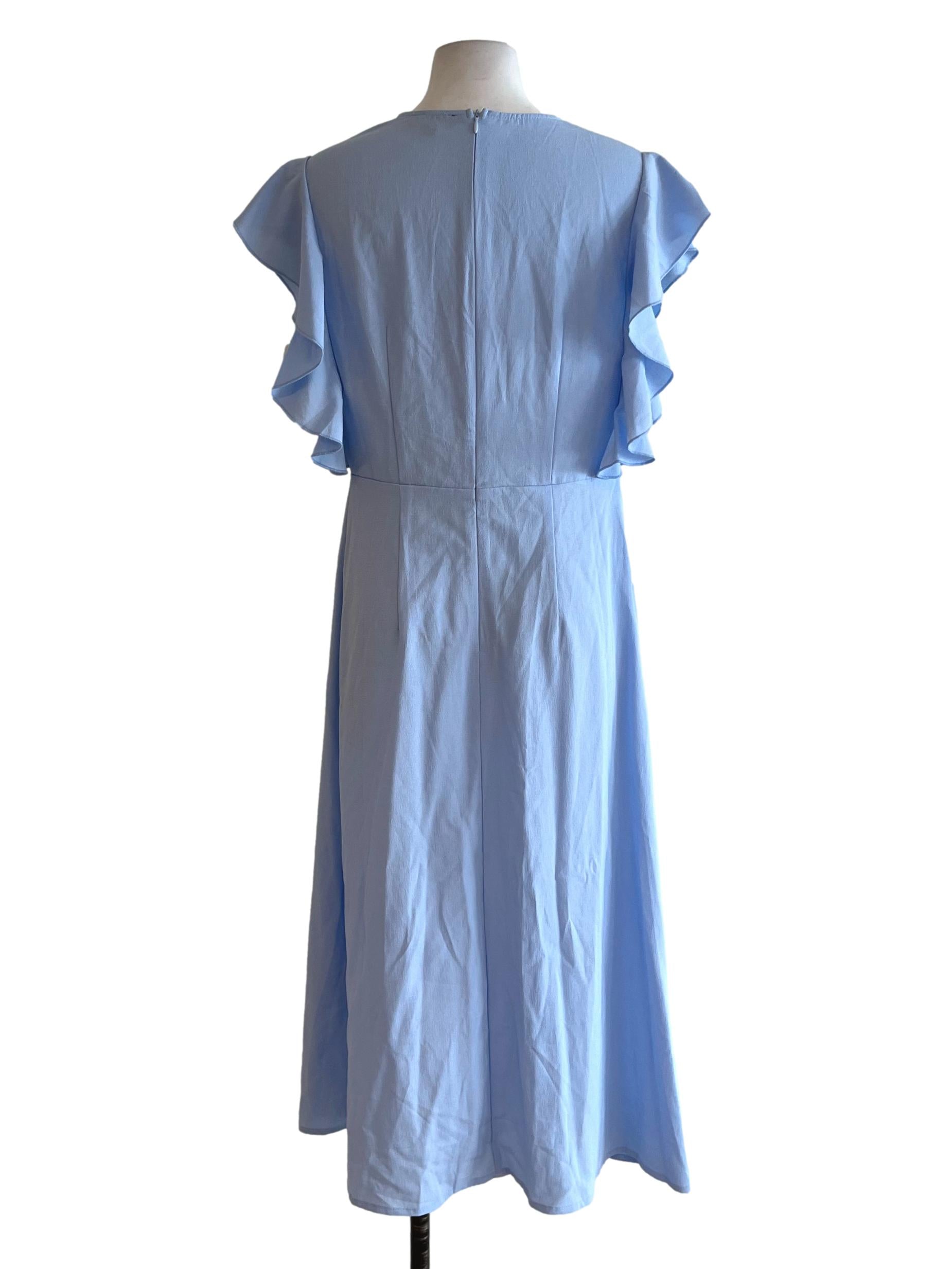 Sky Blue V-Neckline Empire Dress