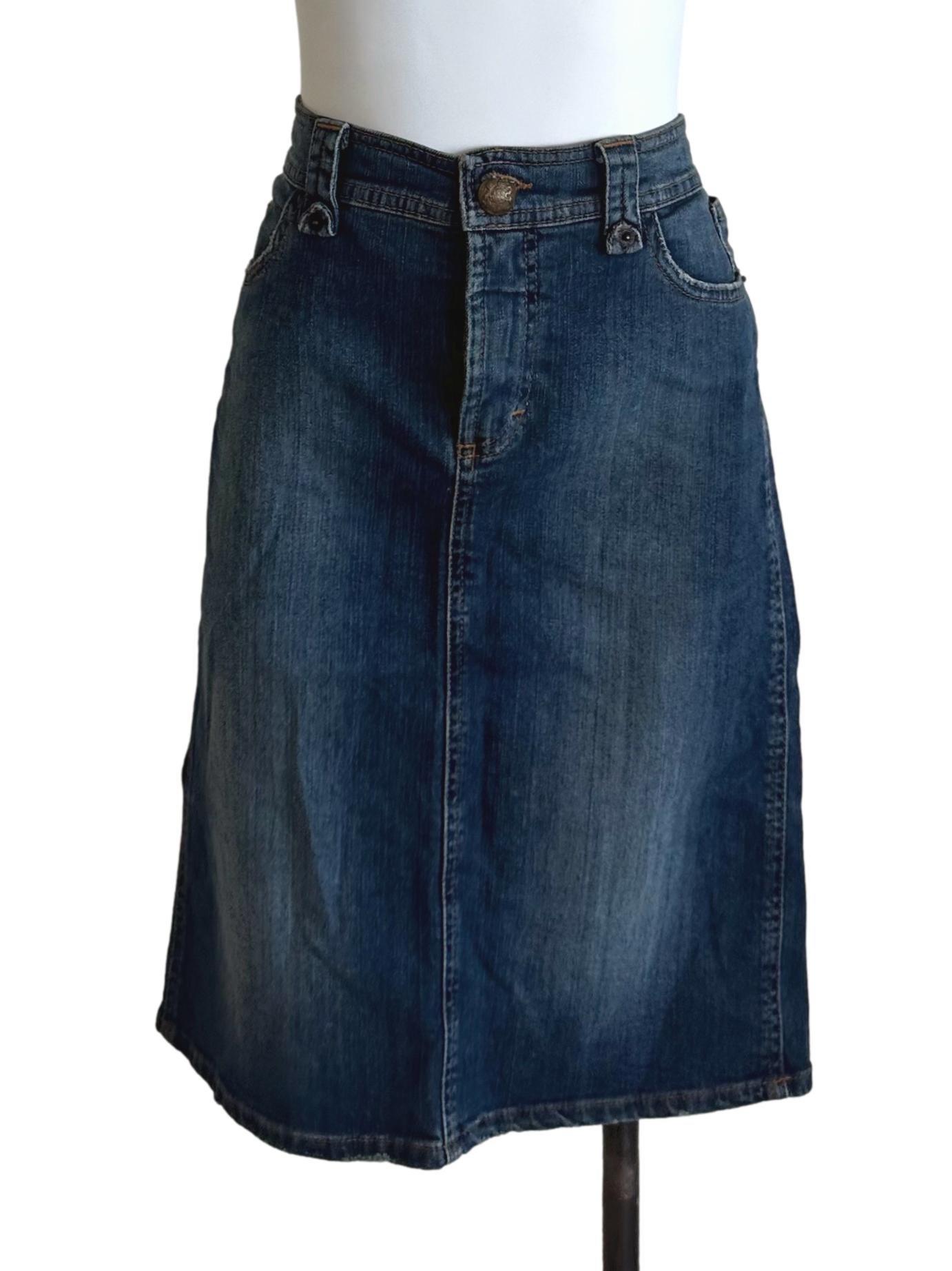 Dark Blue Denim Pencil Skirt