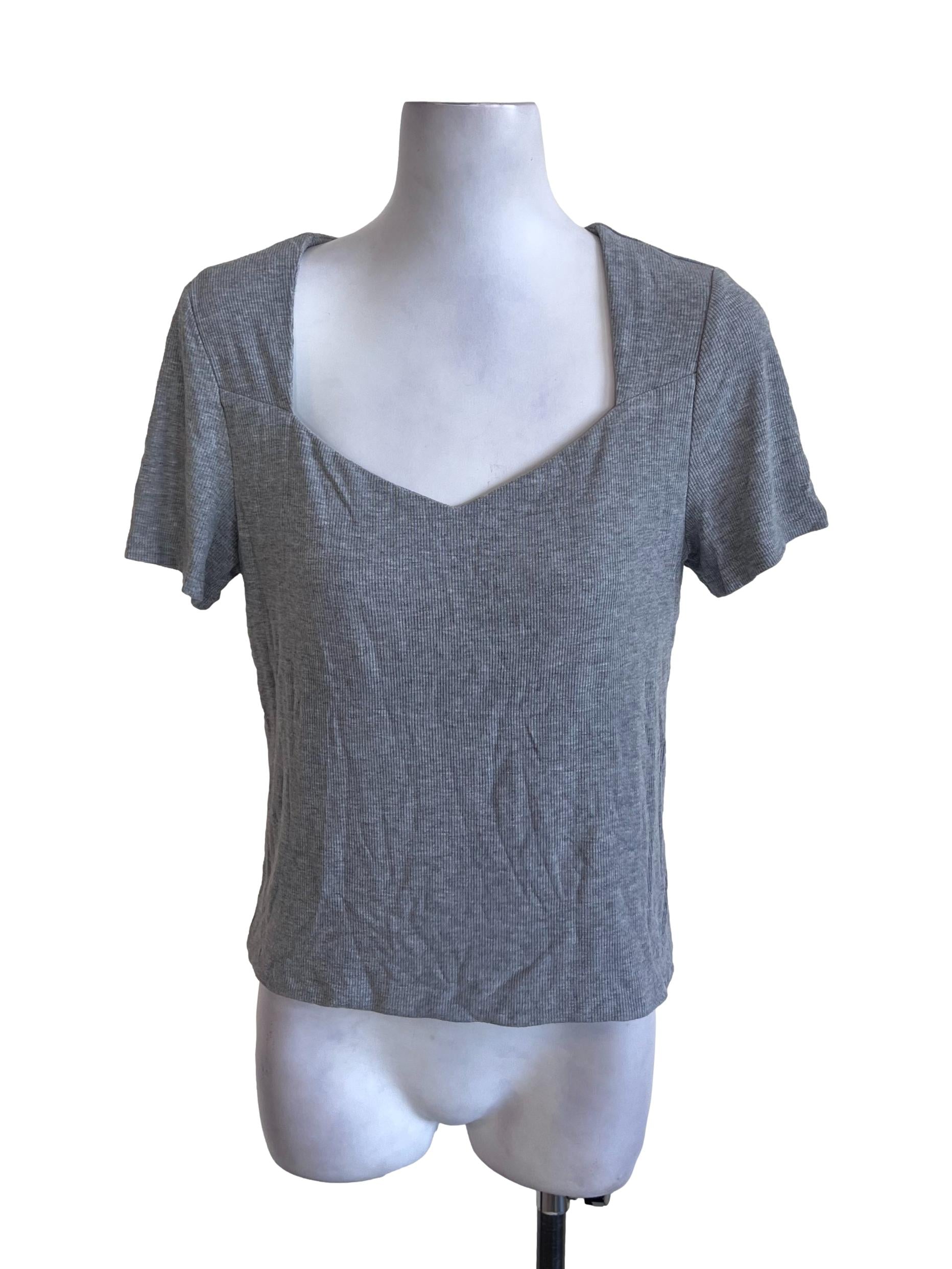 Lead Grey Square Neck Top