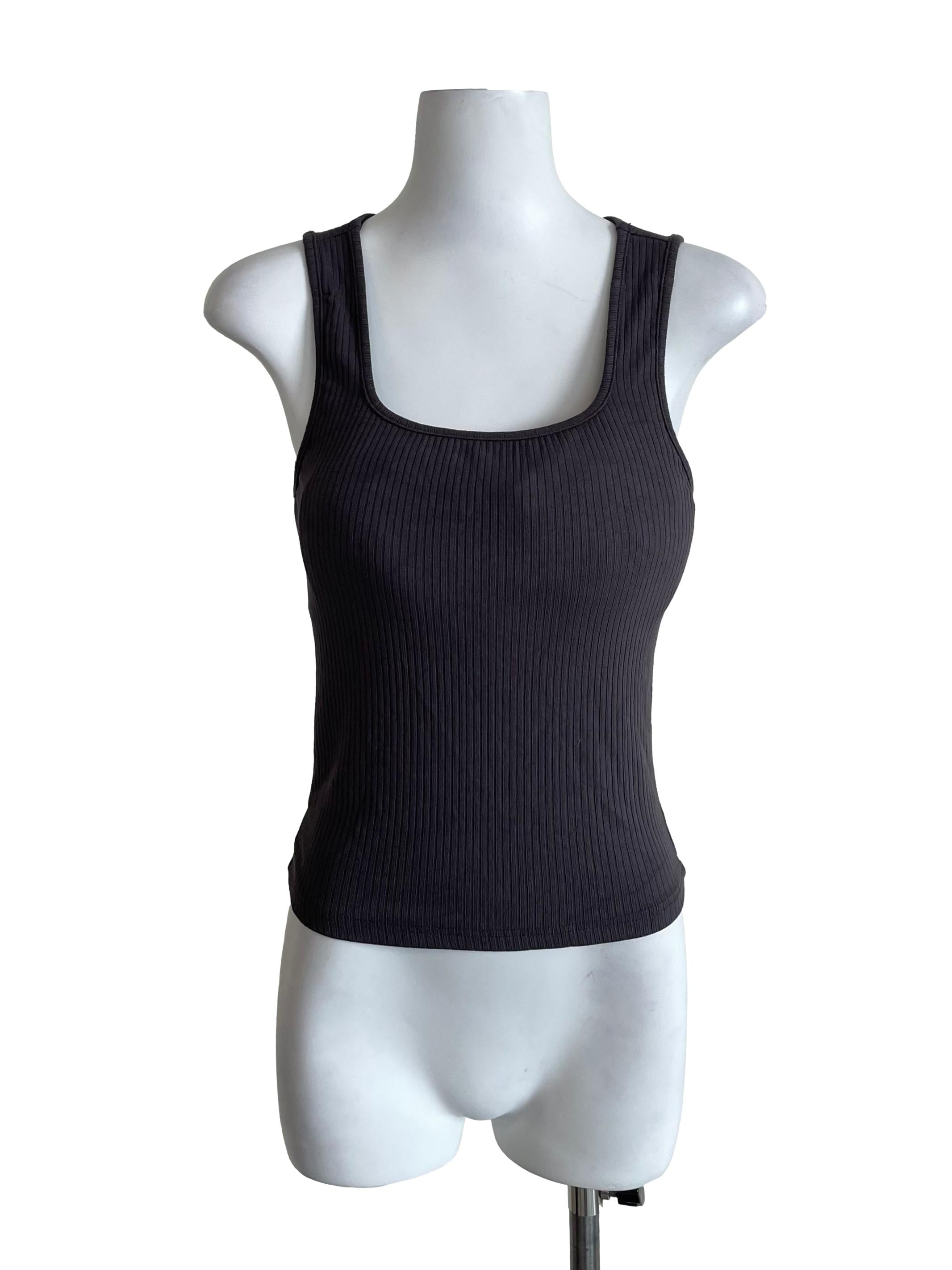 Ash Grey Ribbed Tank Top