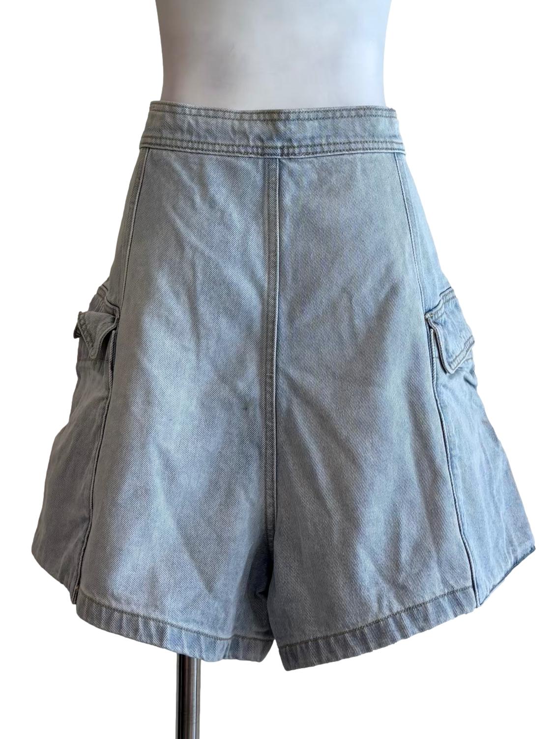 Light Blue Cargo Jean Shorts