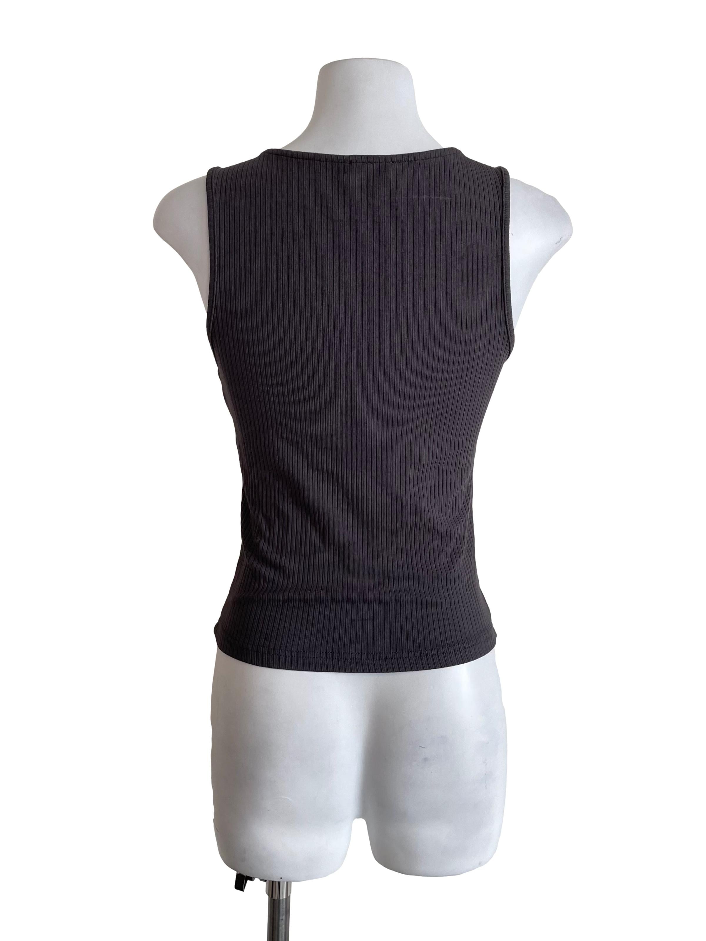 Ash Grey Ribbed Tank Top