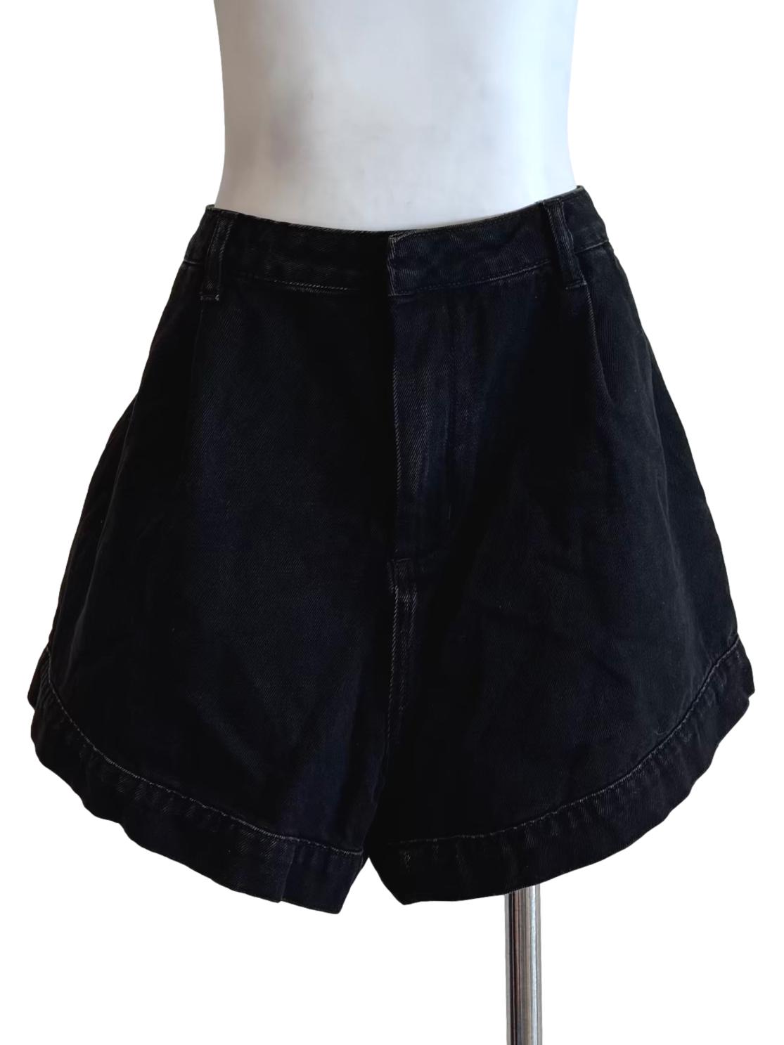 Ink Black Relaxed Jean Shorts