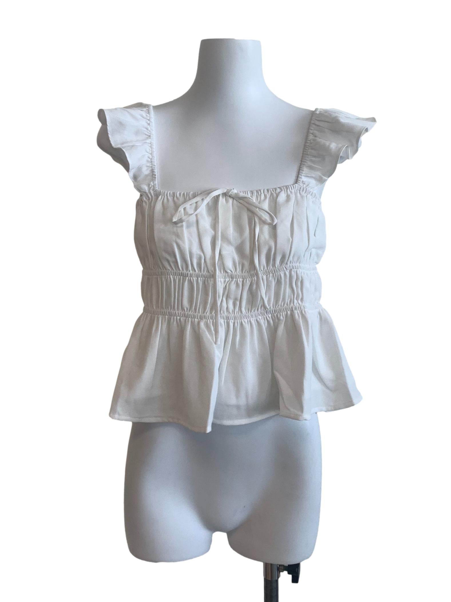 White Square Neck Top
