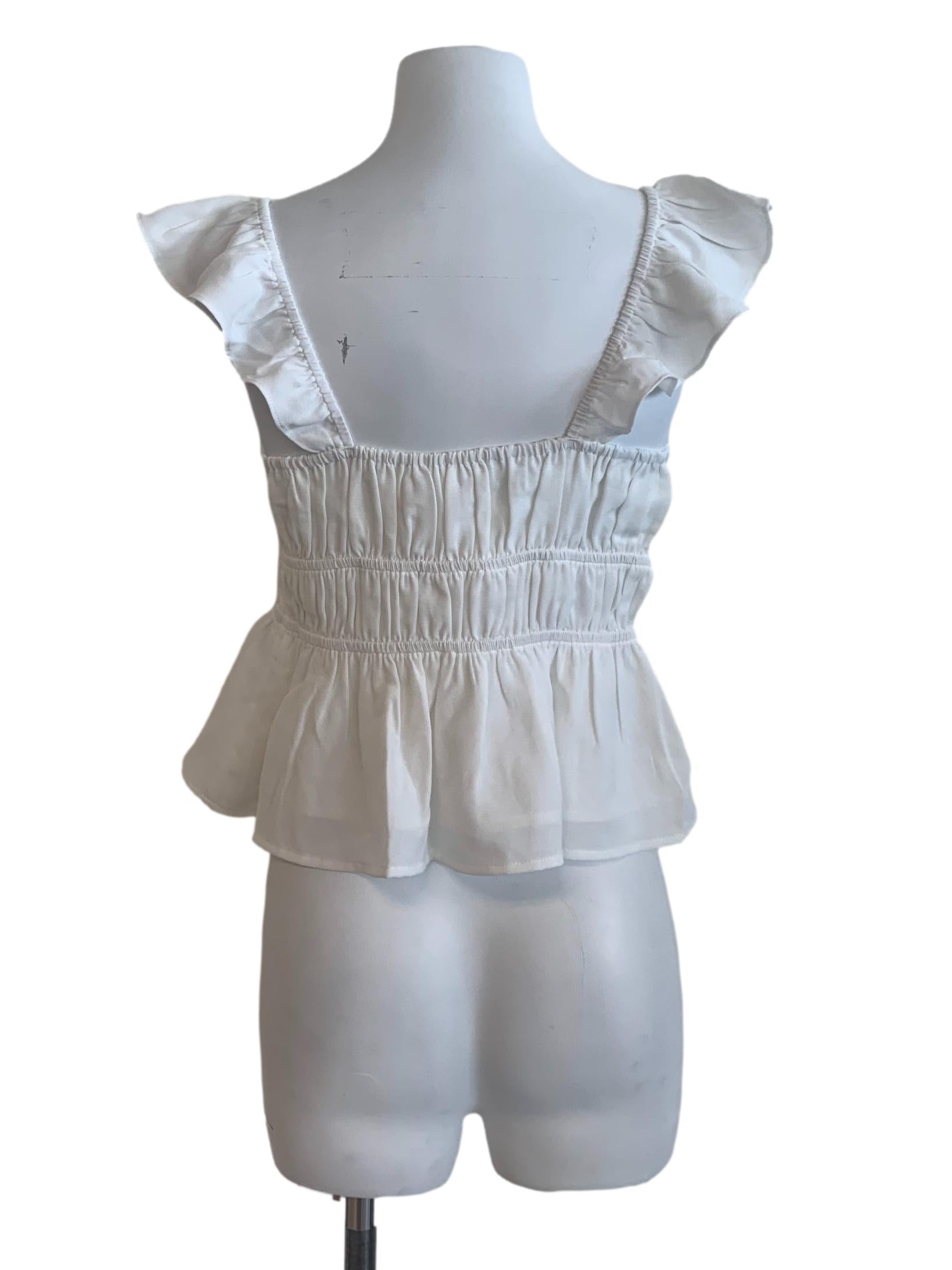 White Square Neck Top