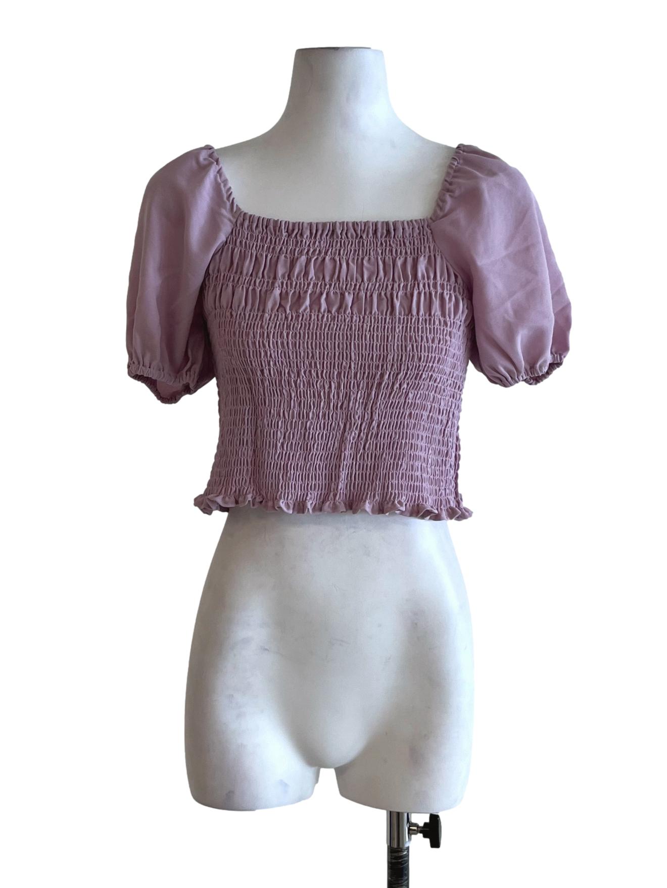 Lavender Purple Square Neckline Blouse
