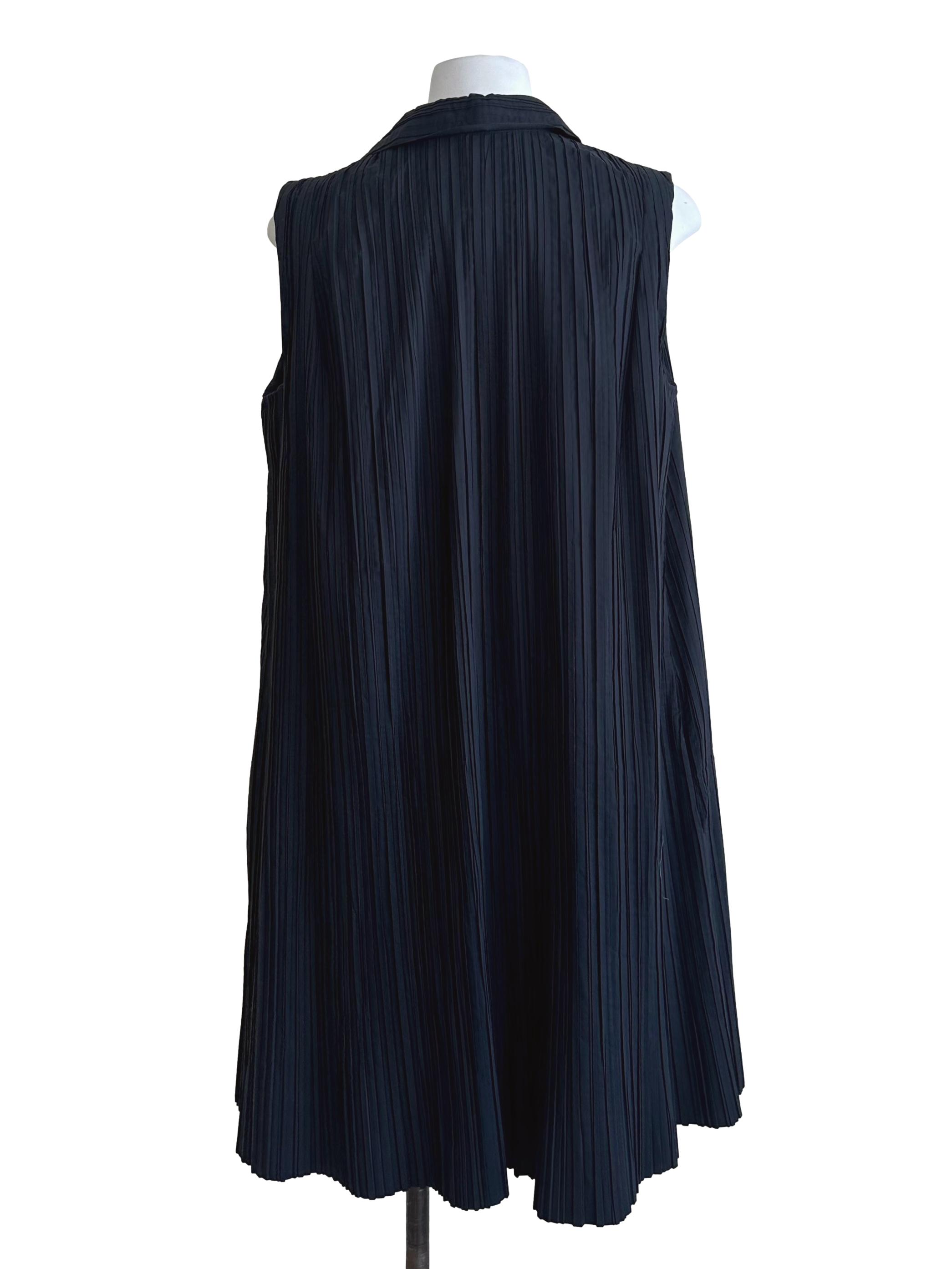 Midnight Blue Pleated Collar Tent Dress