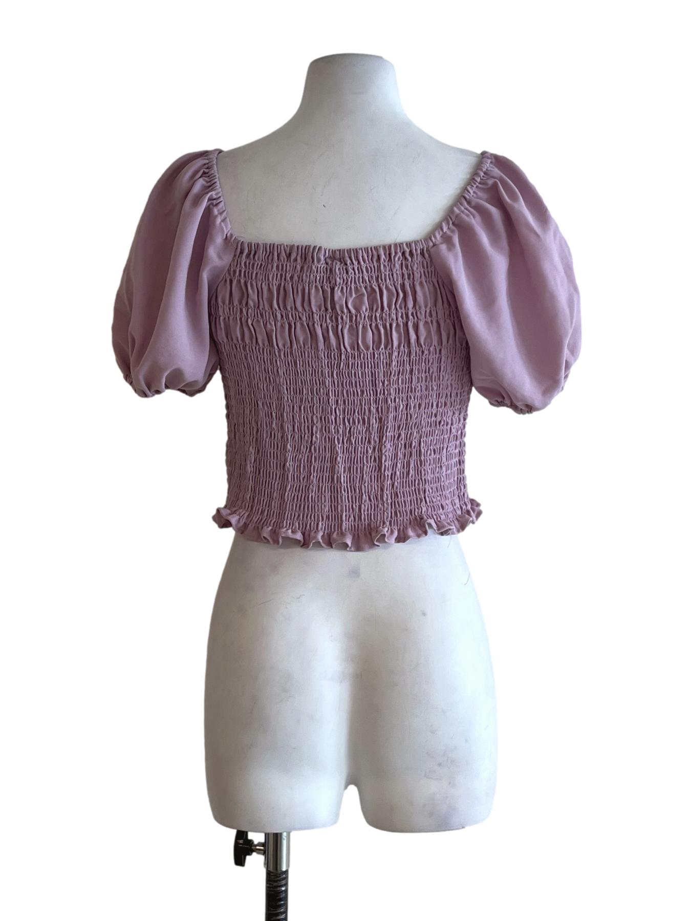 Lavender Purple Square Neckline Blouse