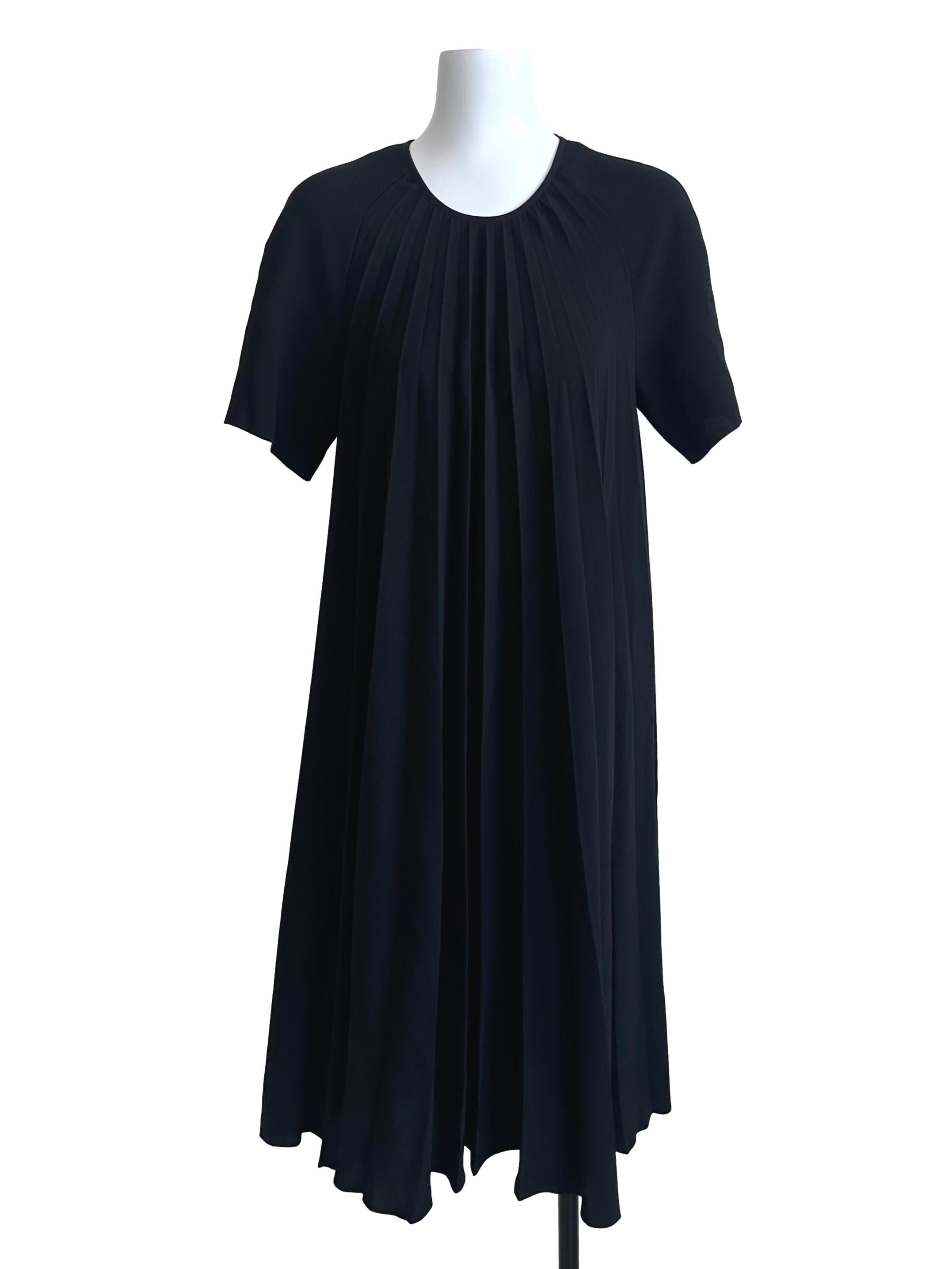 COS Raven Black Round Neck Pleated Tent Dress