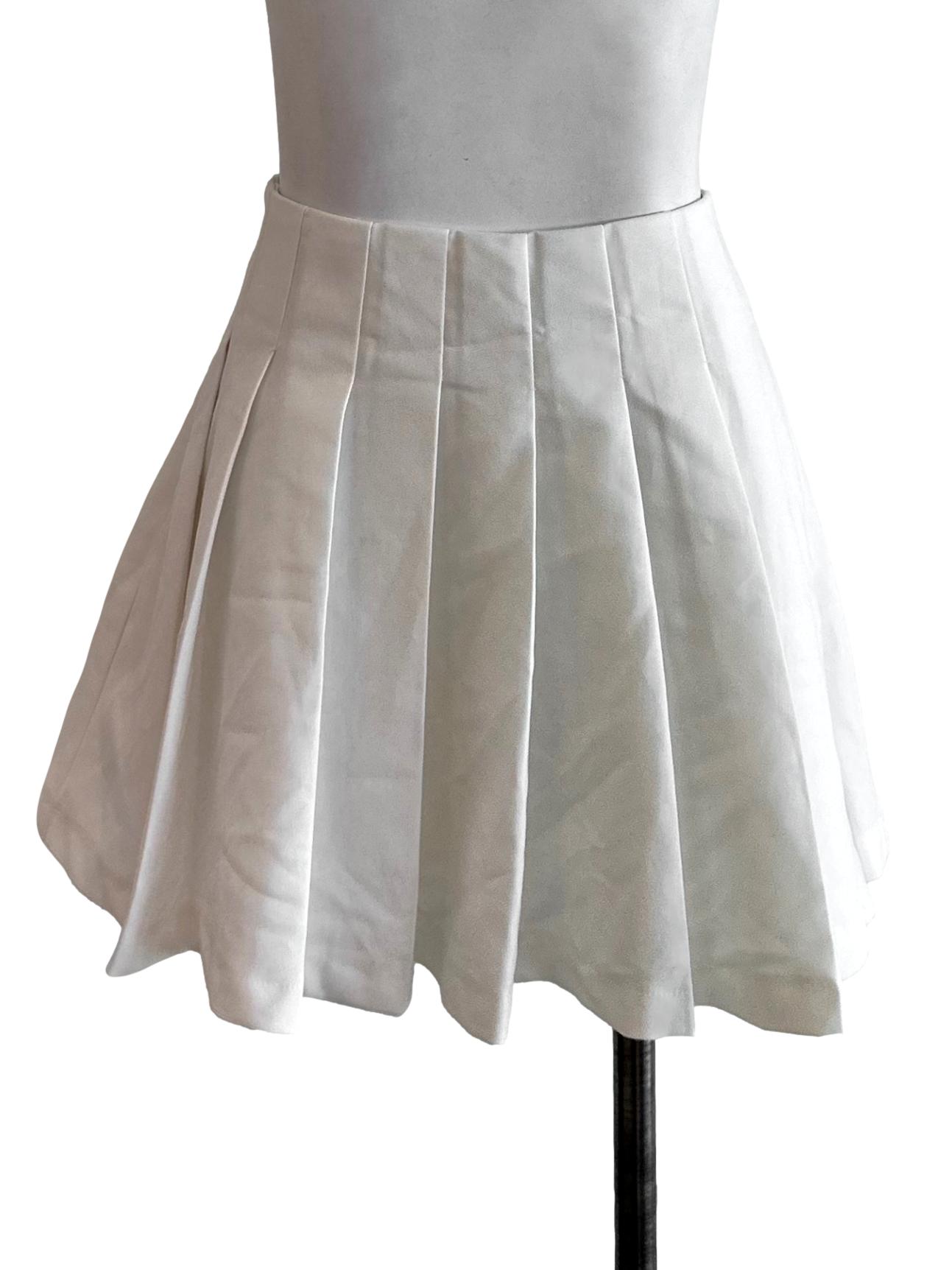 Pearl White Knife Pleated Skorts YHF