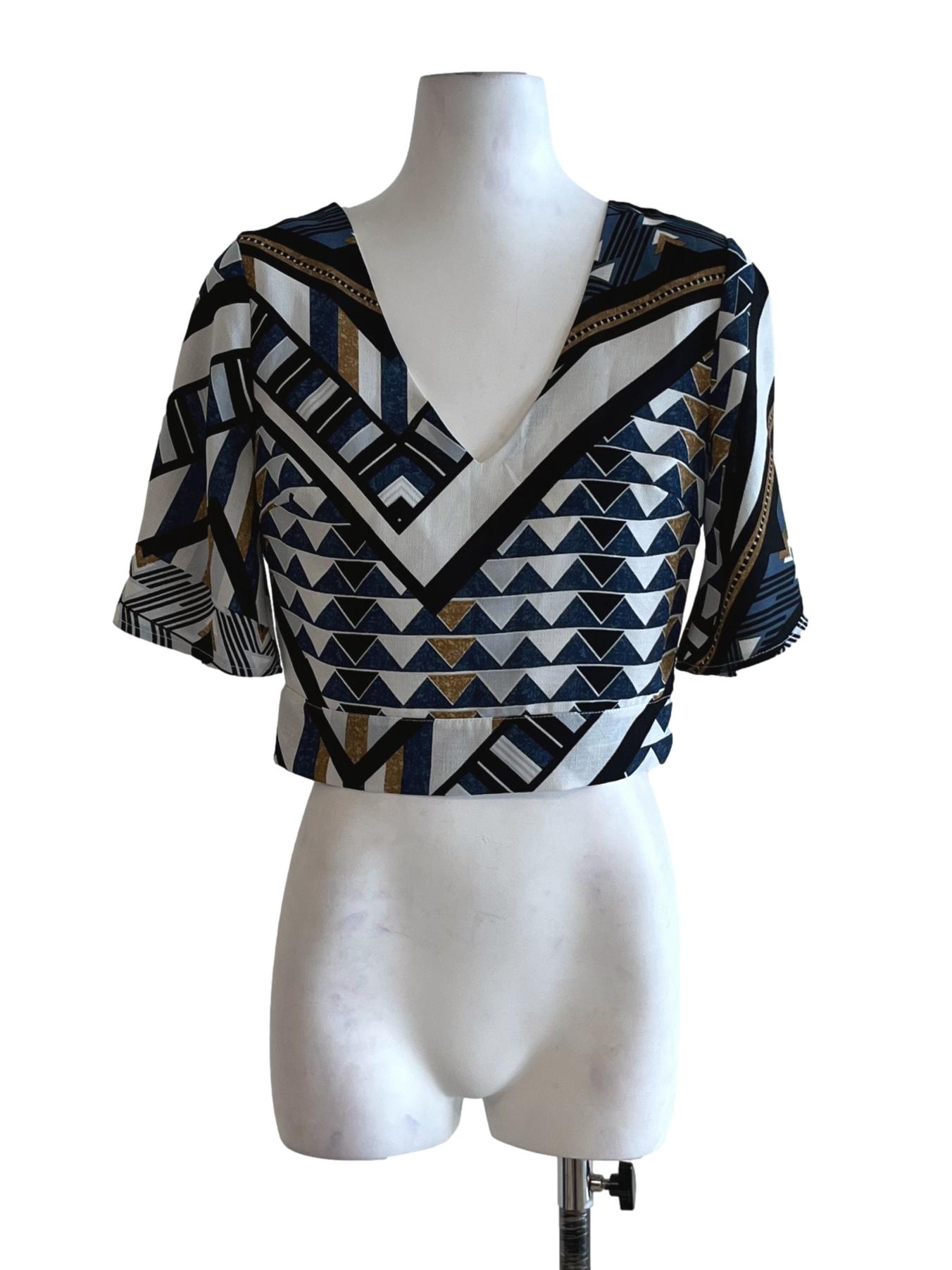 White Abstract Blouse