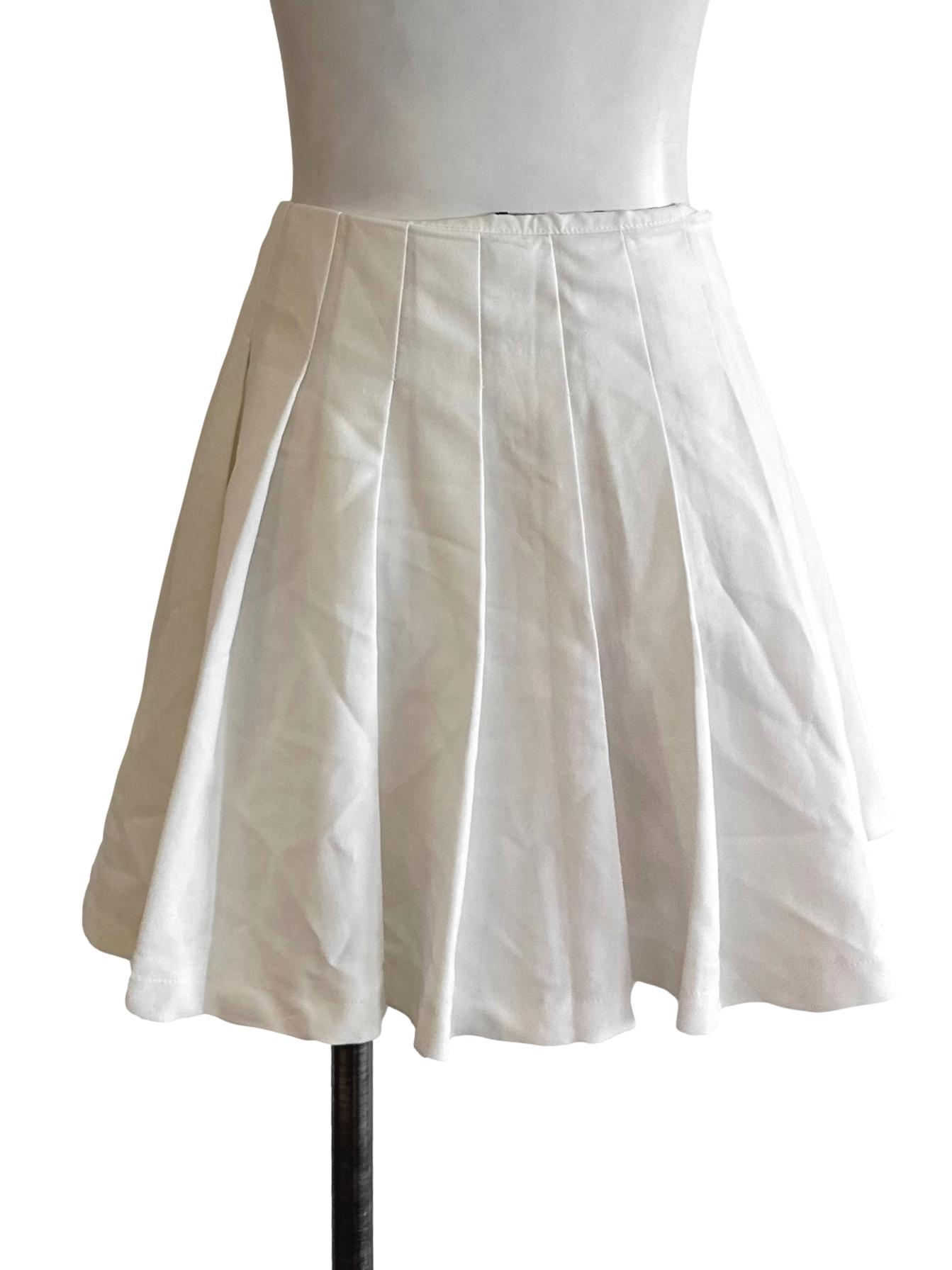 Pearl White Knife Pleated Skorts YHF