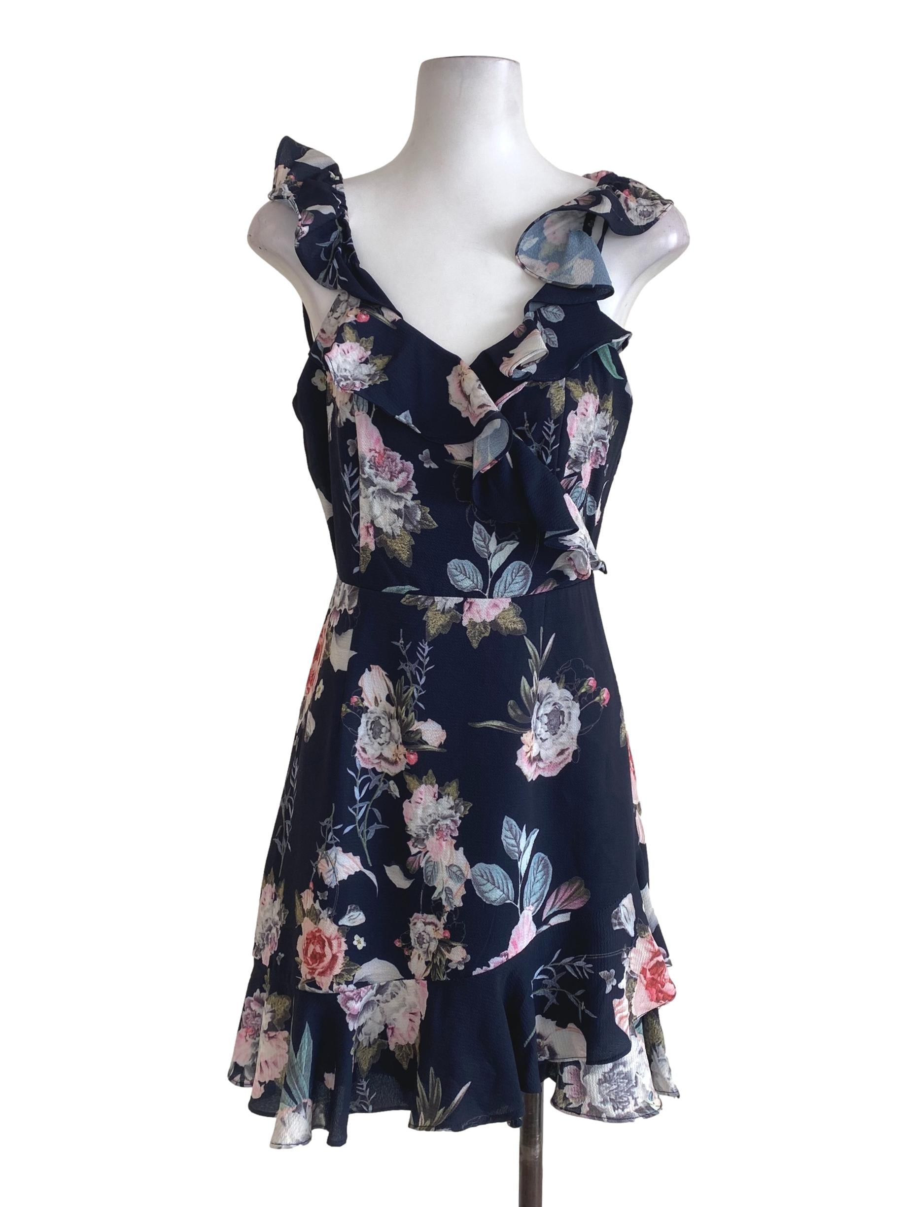 Dark Space Blue Floral Dress